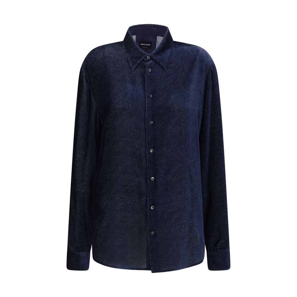 Giorgio Armani Blue Silk Dress Shirt