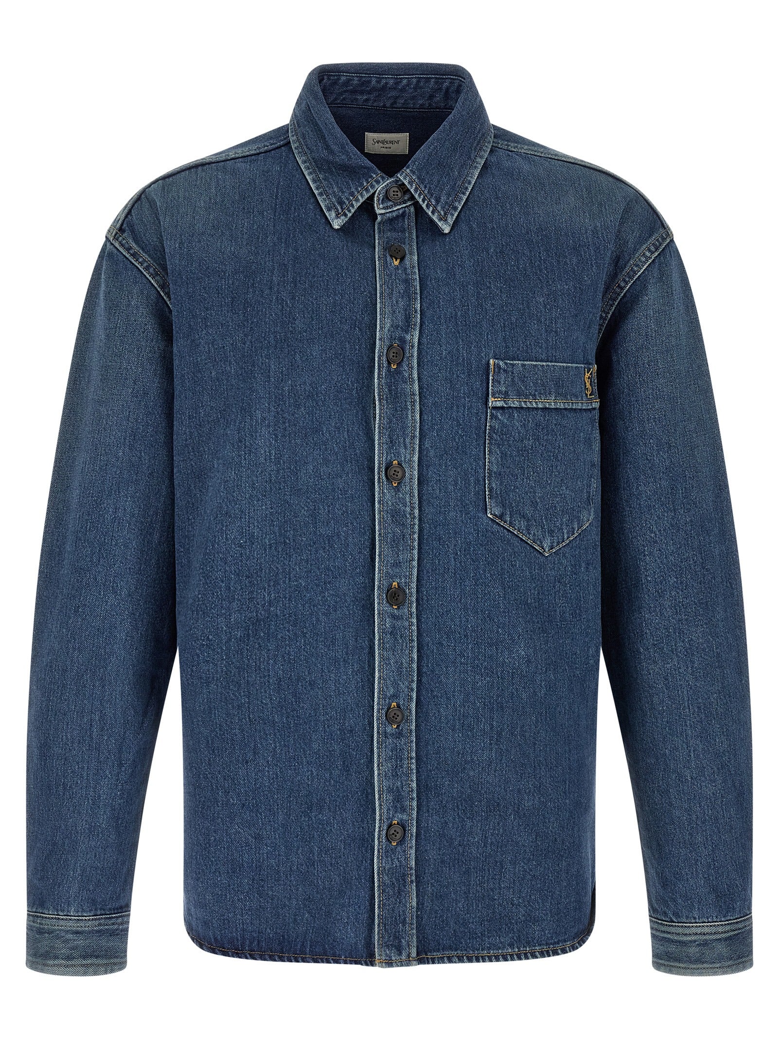 Saint Laurent Blue Cotton Blouse
