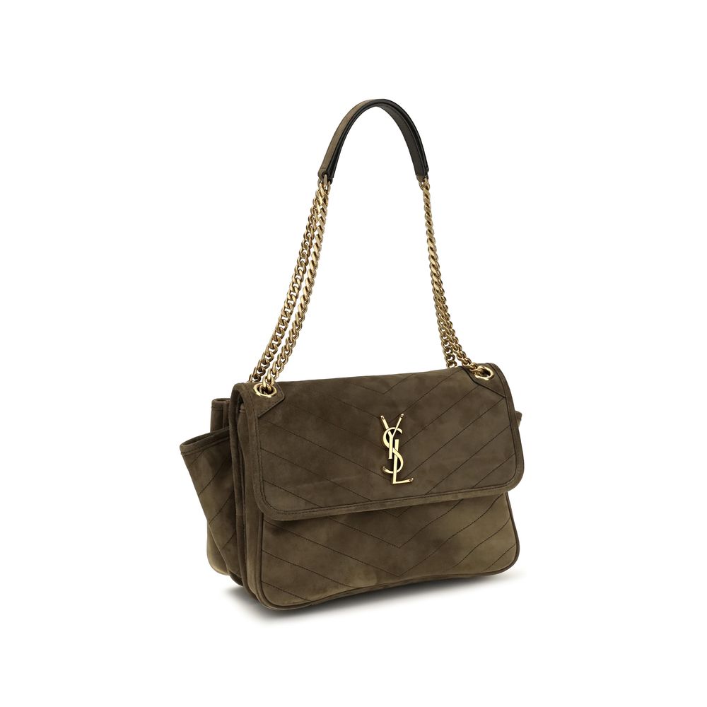 Saint Laurent Bicolor Suede Leather Shoulder Bag