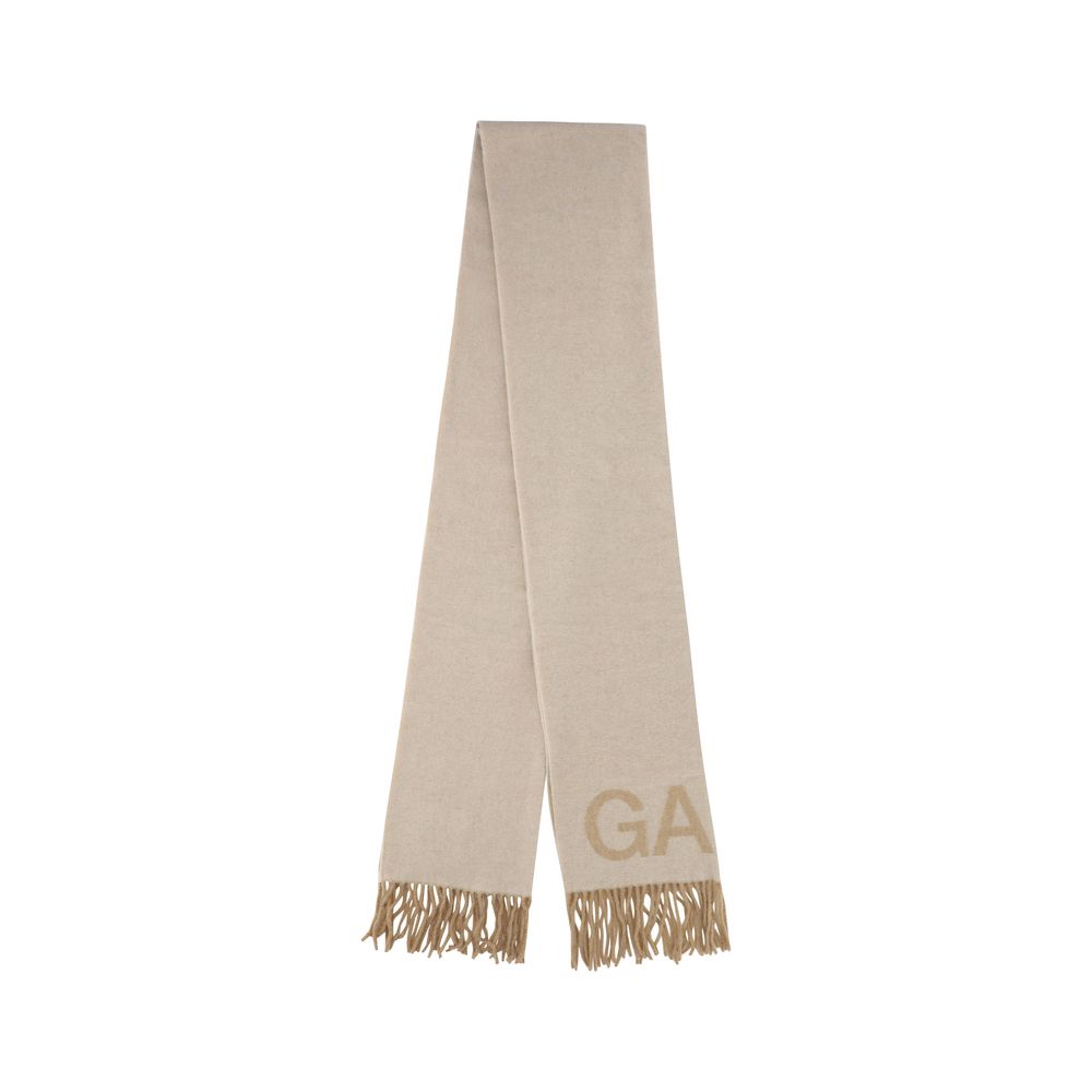 Ganni White Wool Oves Aries Foulard