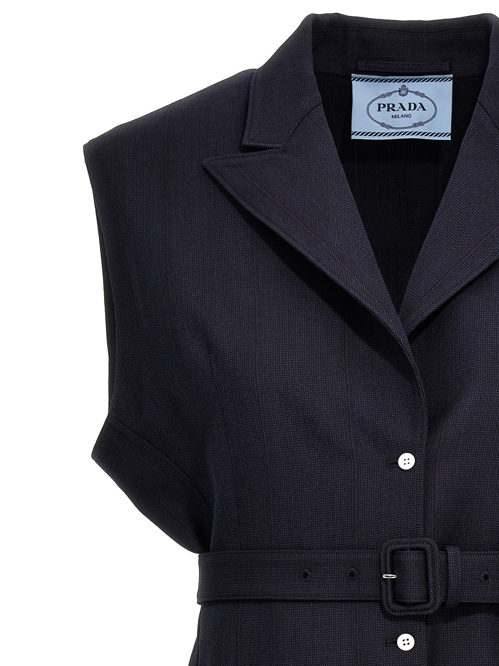 Prada Blue Virgin Wool Sleeveless Jacket