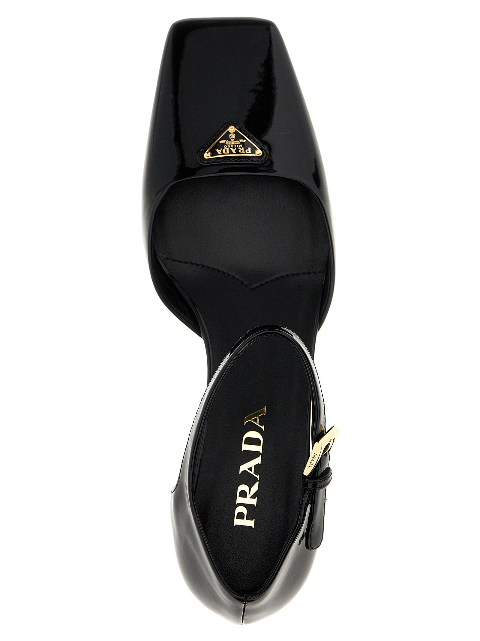 Prada Black Cowhide Mid Heel Pumps