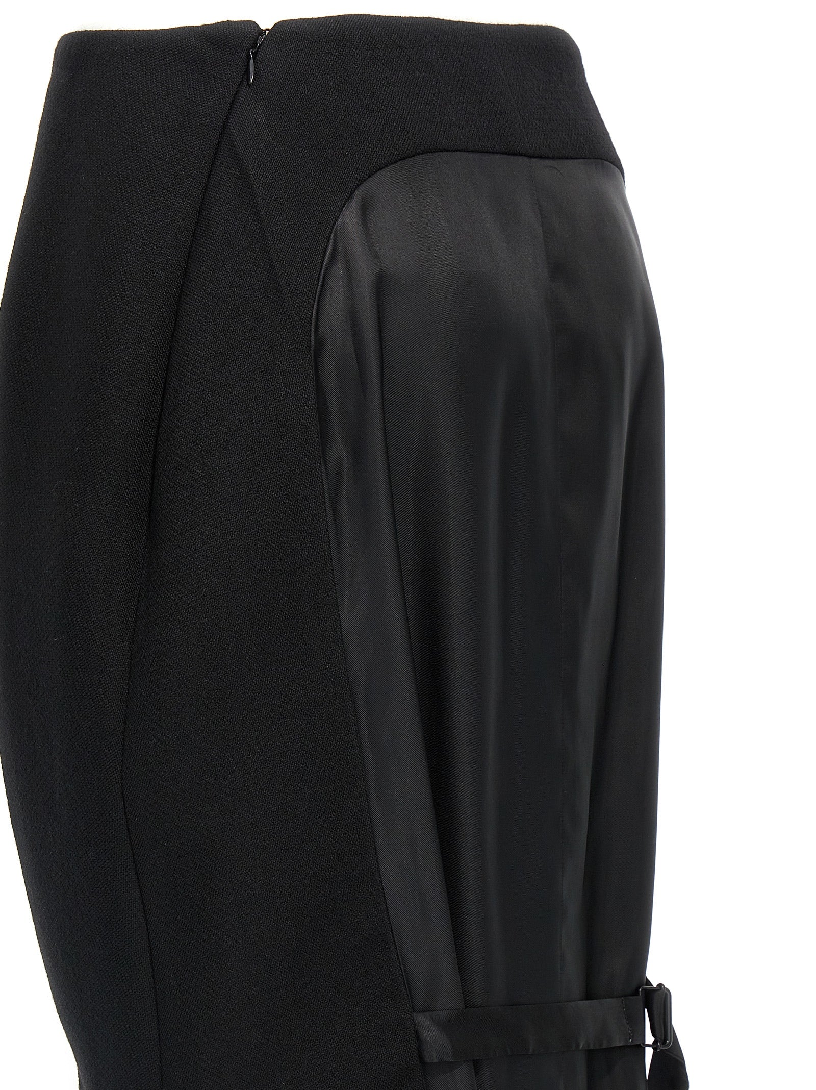 Prada Black Virgin Wool Midi Skirt