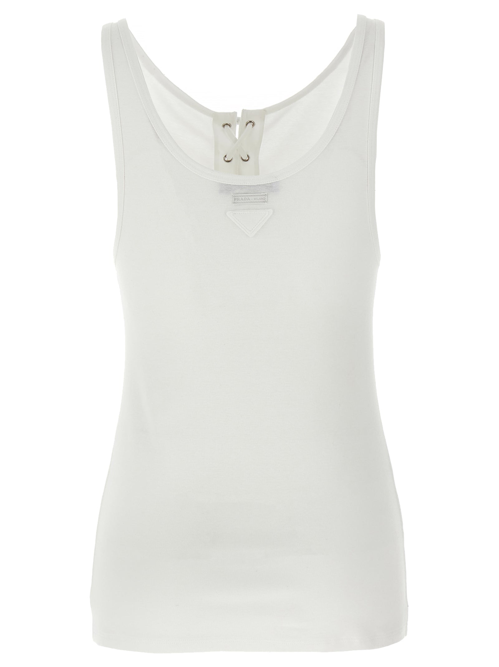 Prada White Cotton Tank Tops