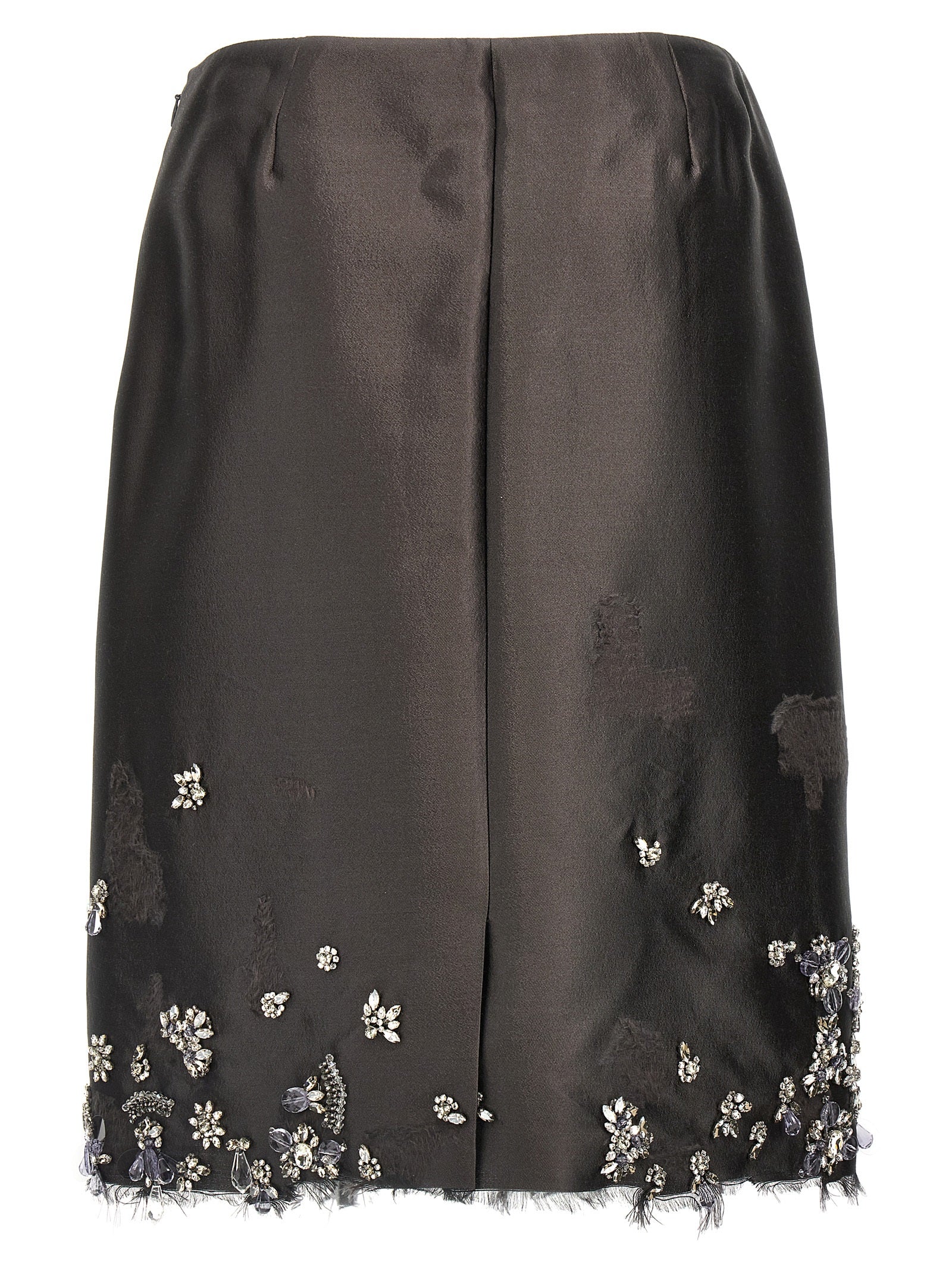 Prada Gray Silk Midi Skirt