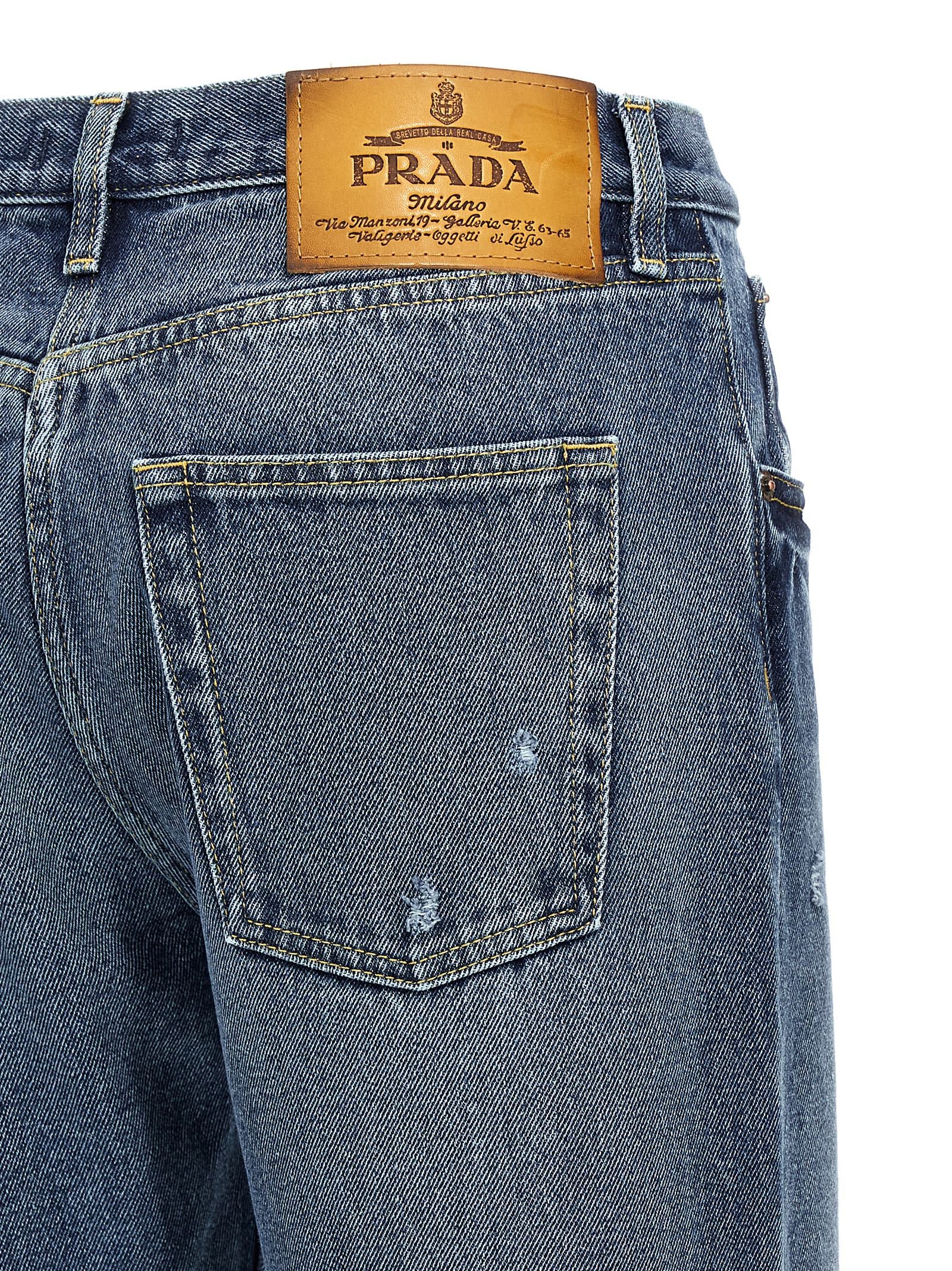 Prada Blue Cotton Straight-Leg Jeans