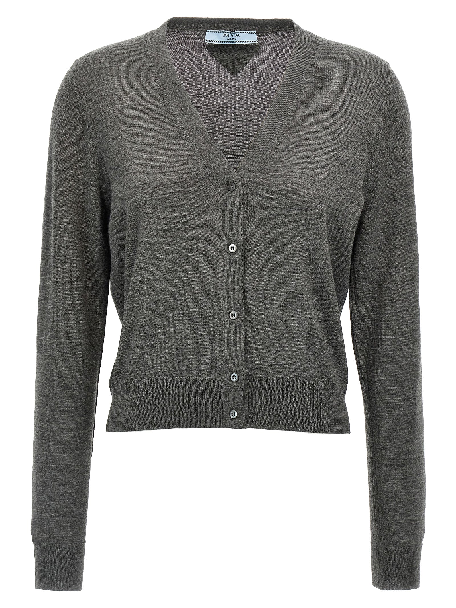 Prada Gray Virgin Wool Cardigan