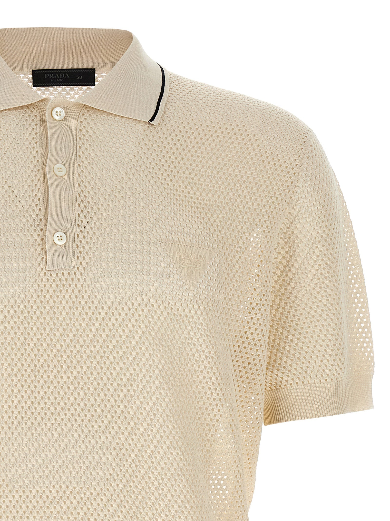 Prada White Silk Polo Shirt