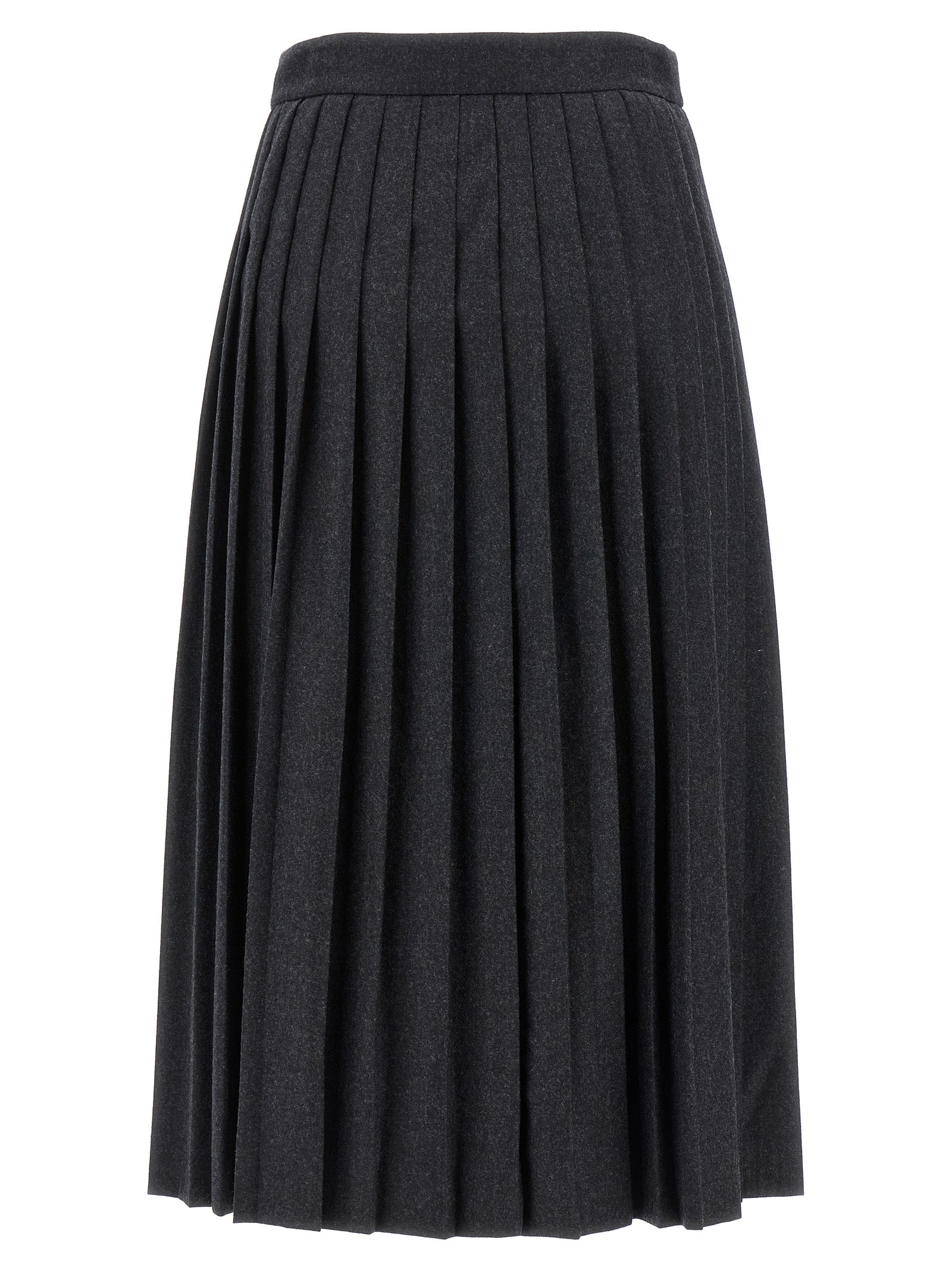 Prada Gray Virgin Wool Midi Skirt