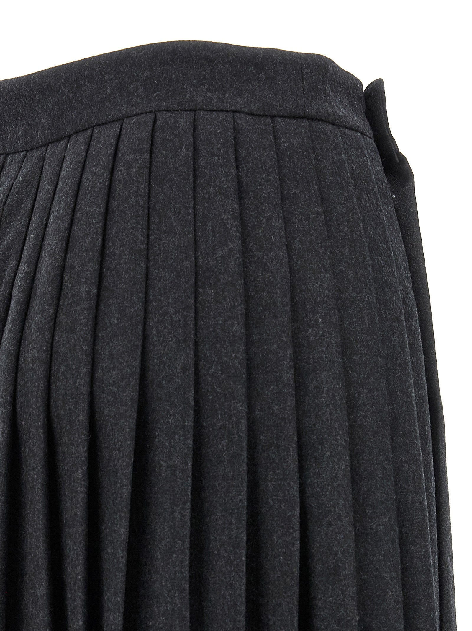 Prada Gray Virgin Wool Midi Skirt