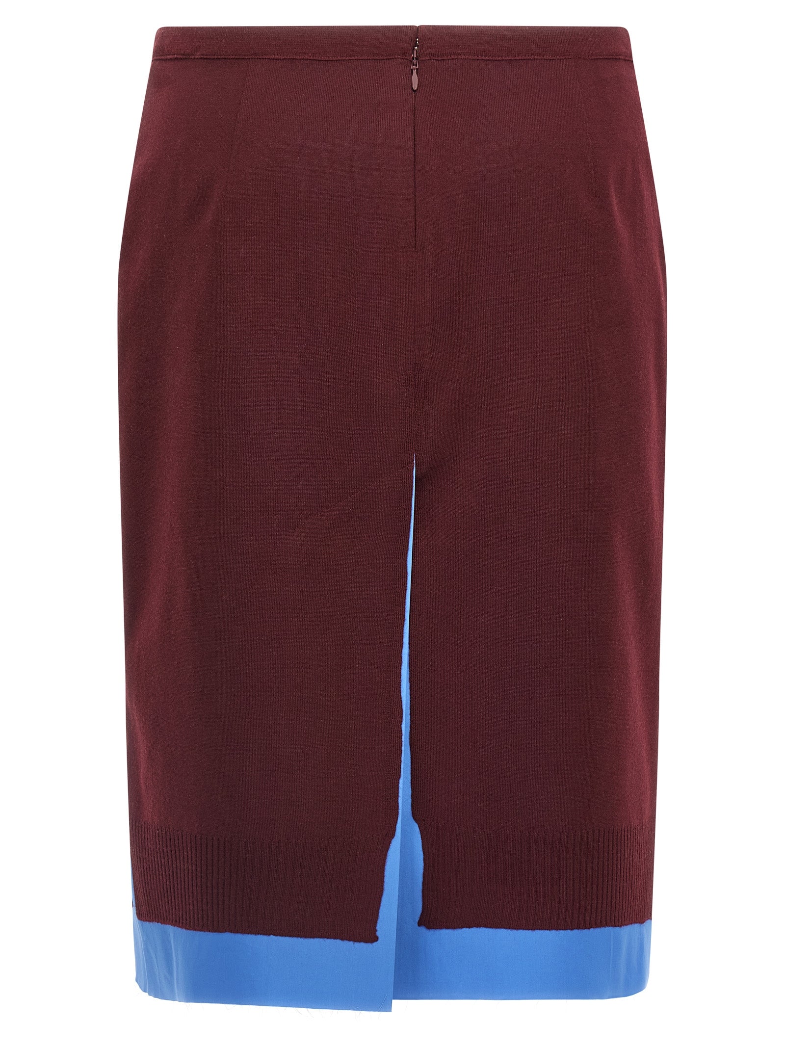 Miu Miu Bordeaux Virgin Wool Midi Skirt