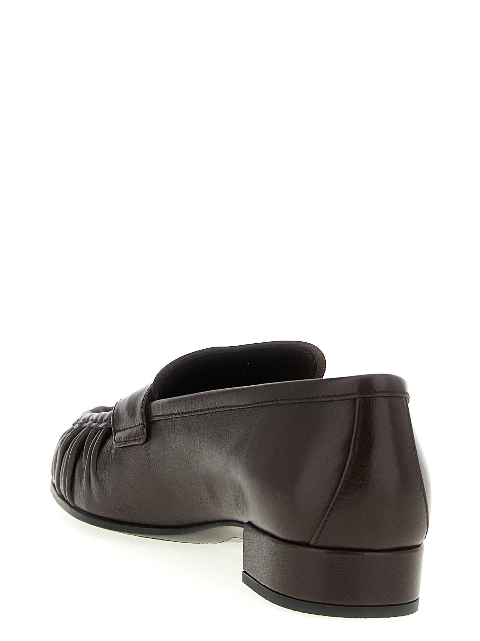Prada Brown Buffalo Leather Slip-On Loafers