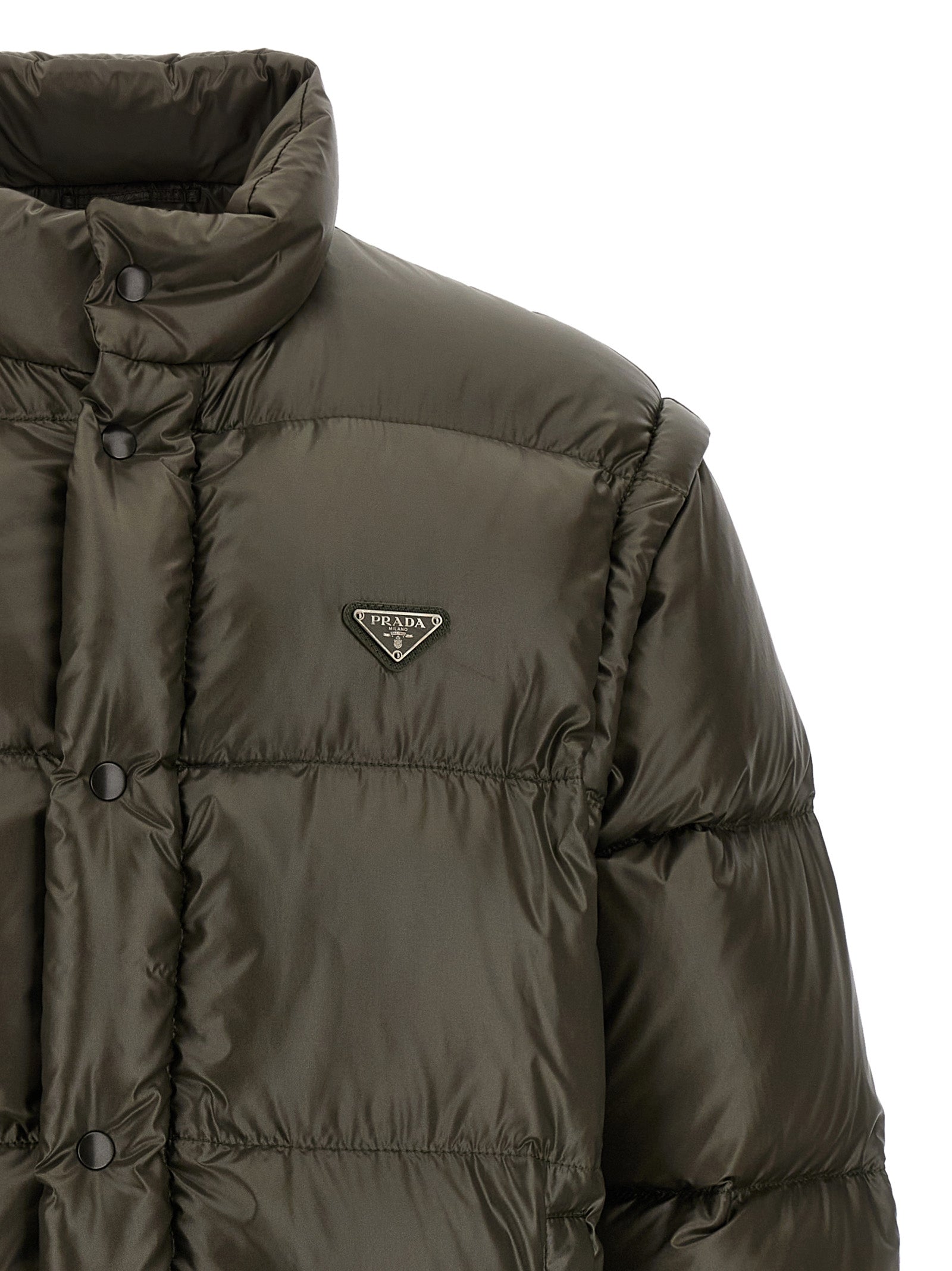 Prada Gray Recycled Polyamide Full-Length Jacket