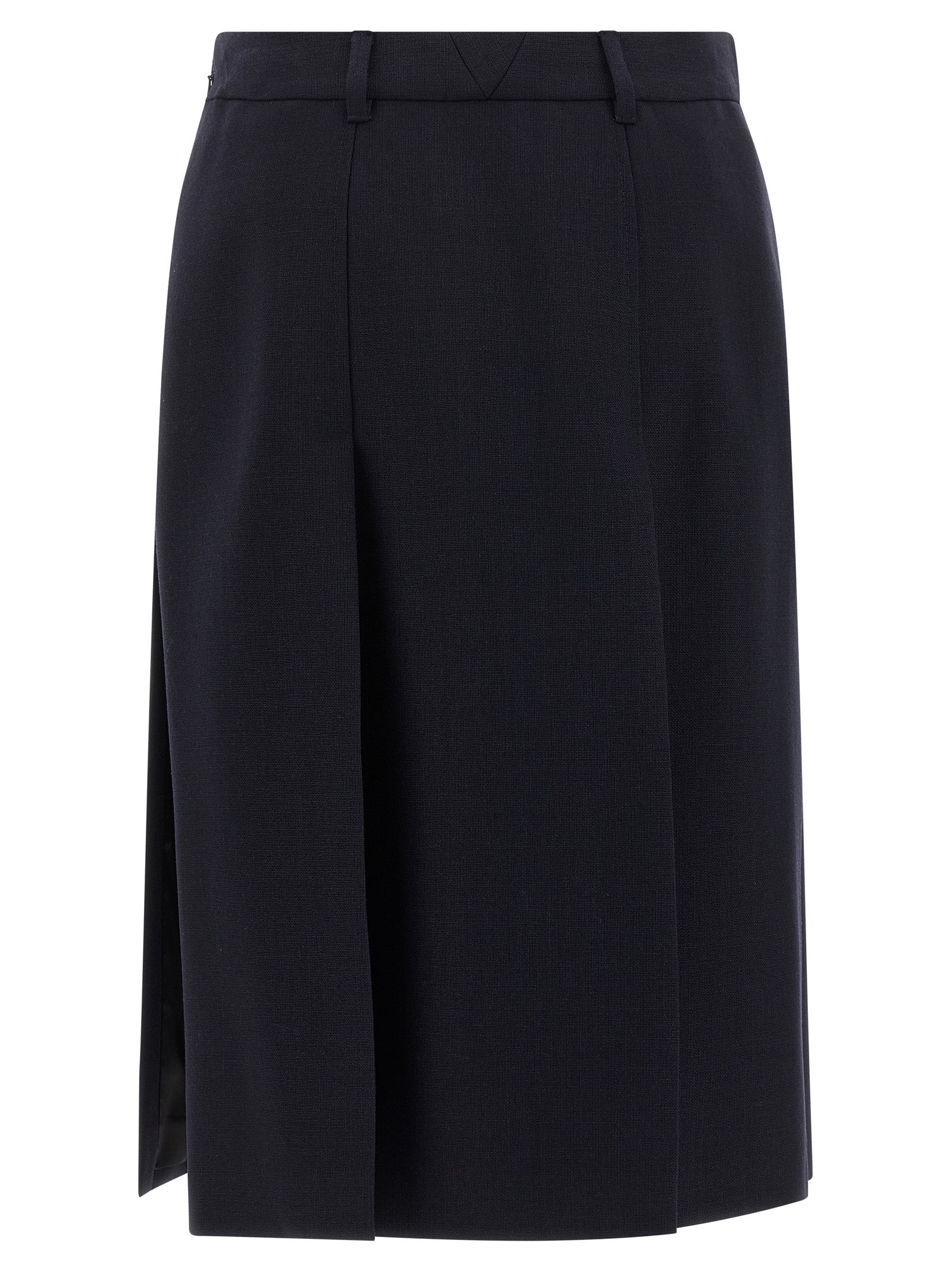 Prada Blue Virgin Wool Midi Skirt