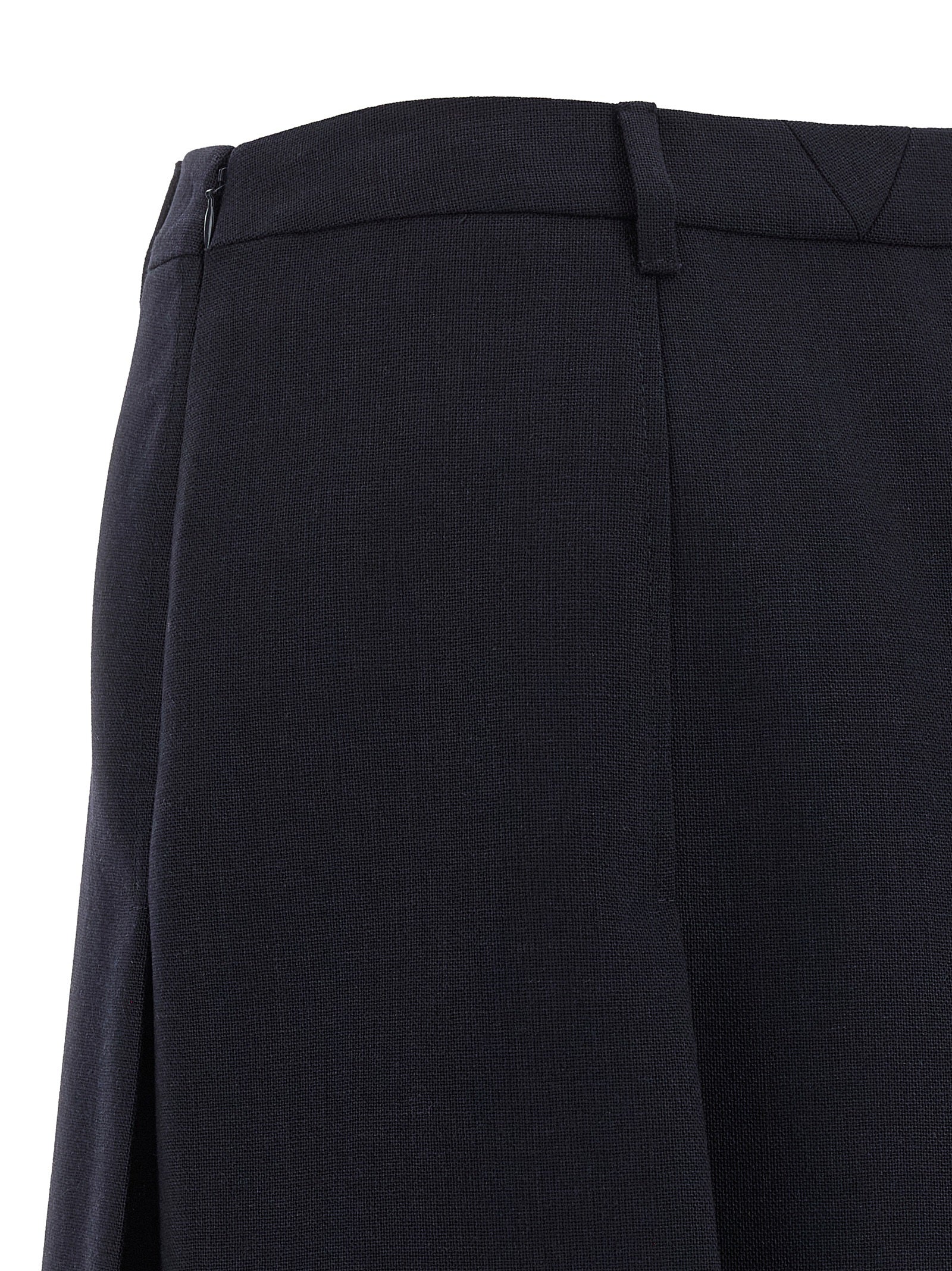 Prada Blue Virgin Wool Midi Skirt