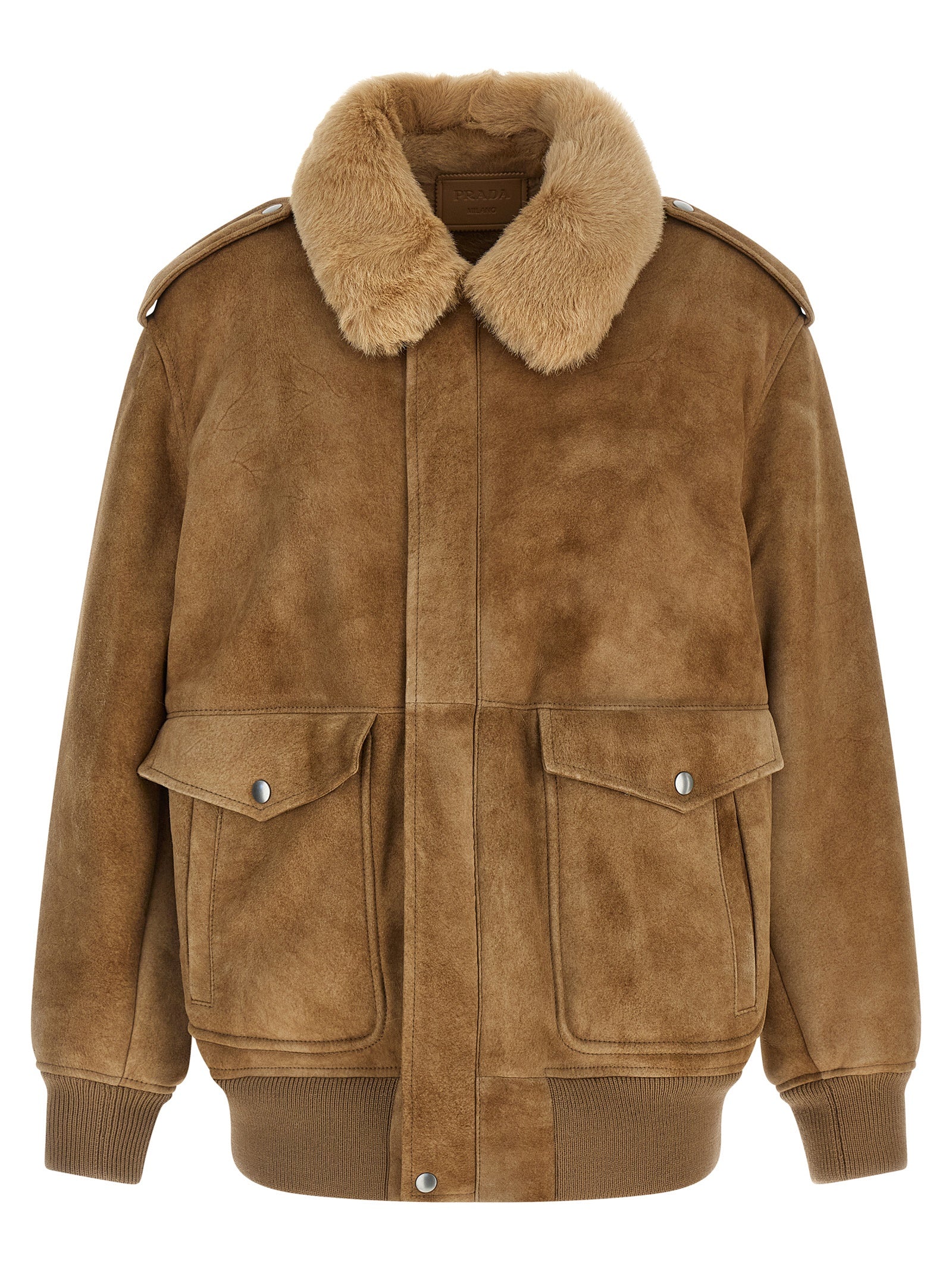 Prada Beige Lamb Leather Bomber