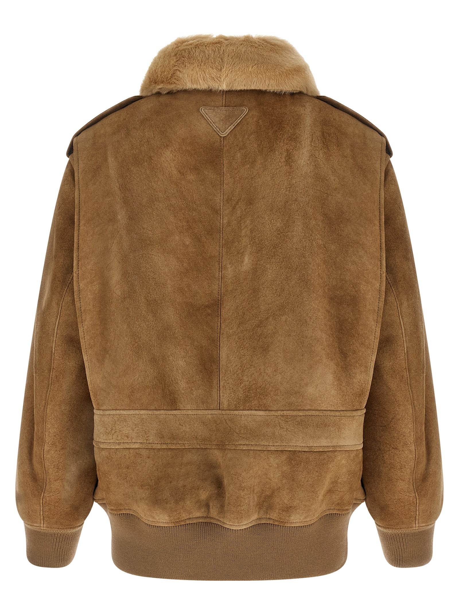 Prada Beige Lamb Leather Bomber