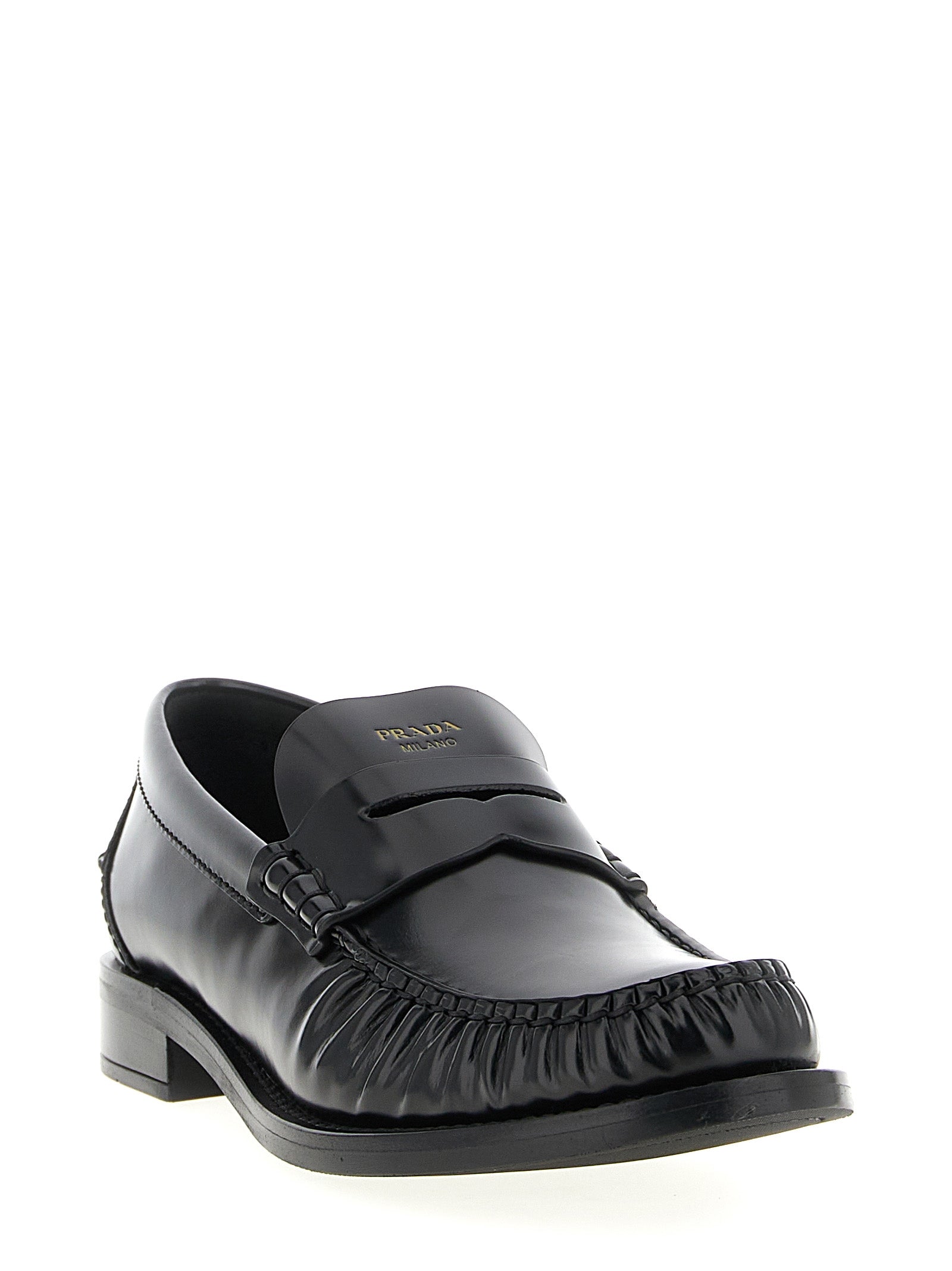 Prada Black Calfskin Slip-On Loafers