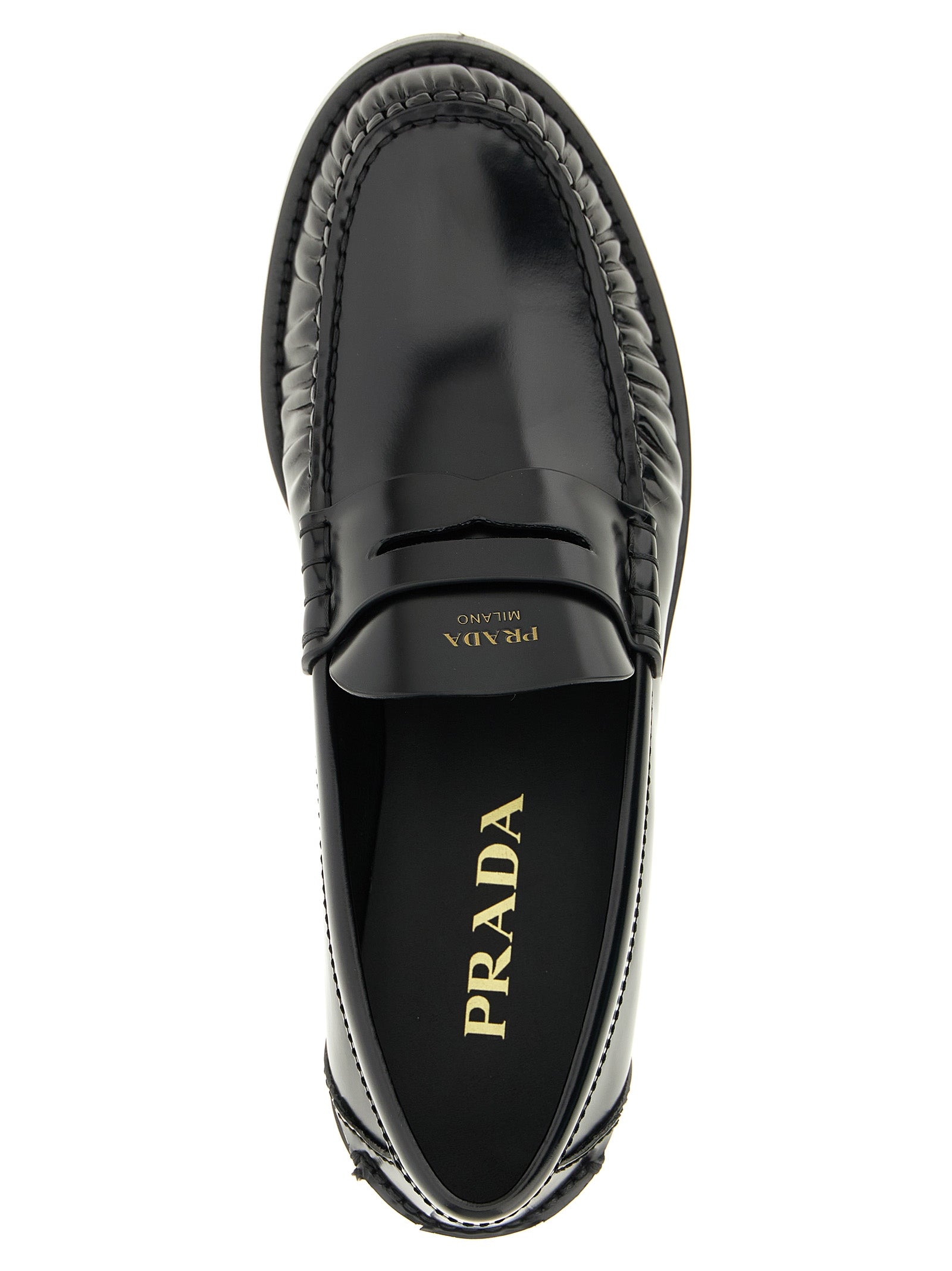 Prada Black Calfskin Slip-On Loafers