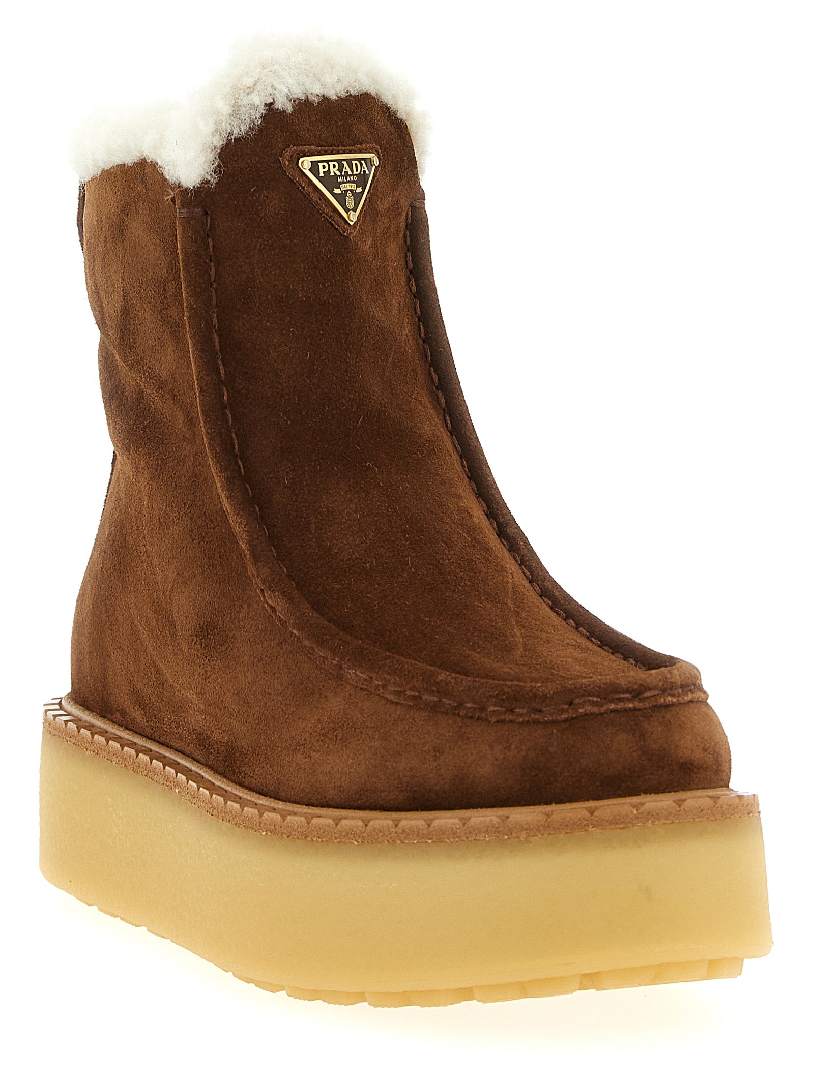 Prada Brown Calfskin Ankle Boots