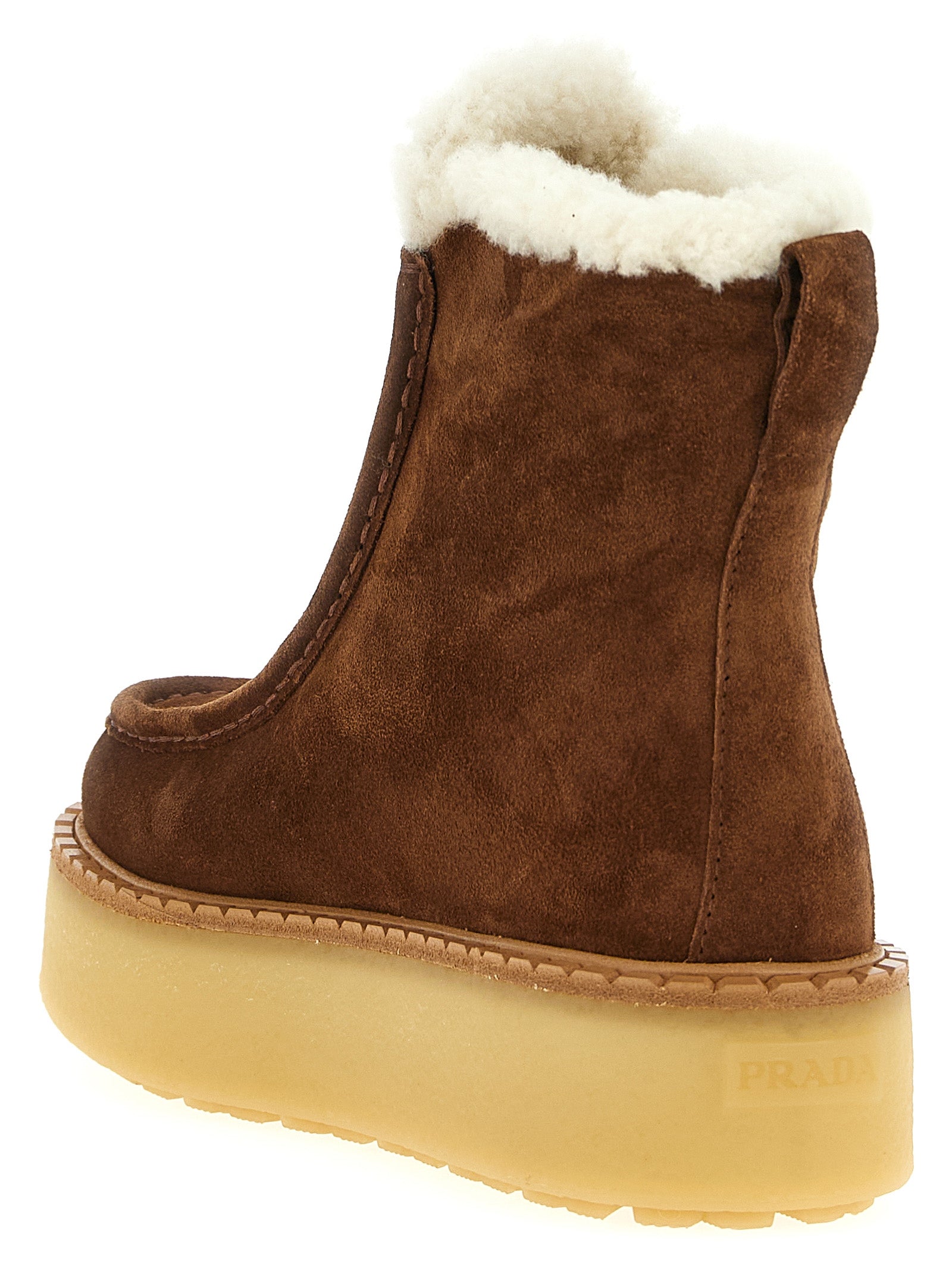 Prada Brown Calfskin Ankle Boots