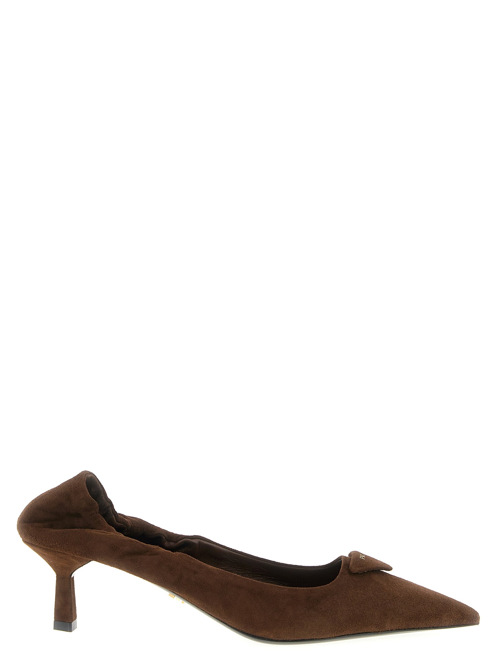 Prada Brown Lamb Leather Mid Heel Pumps