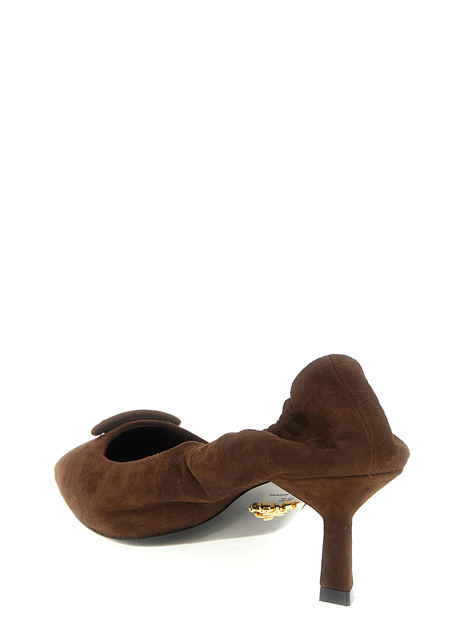 Prada Brown Lamb Leather Mid Heel Pumps