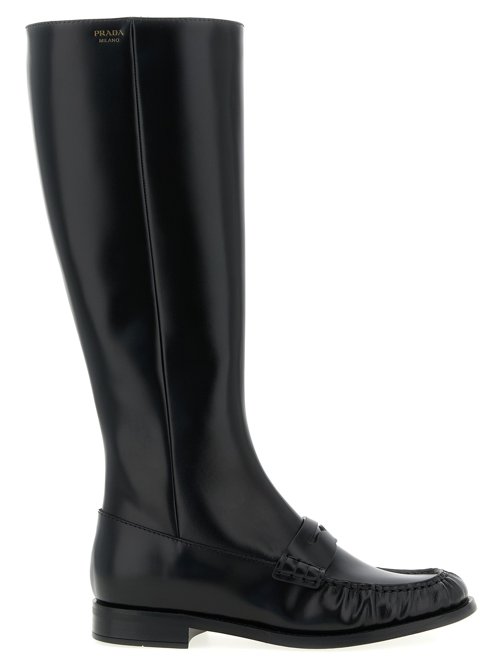 Prada Black Calfskin Over The Knee