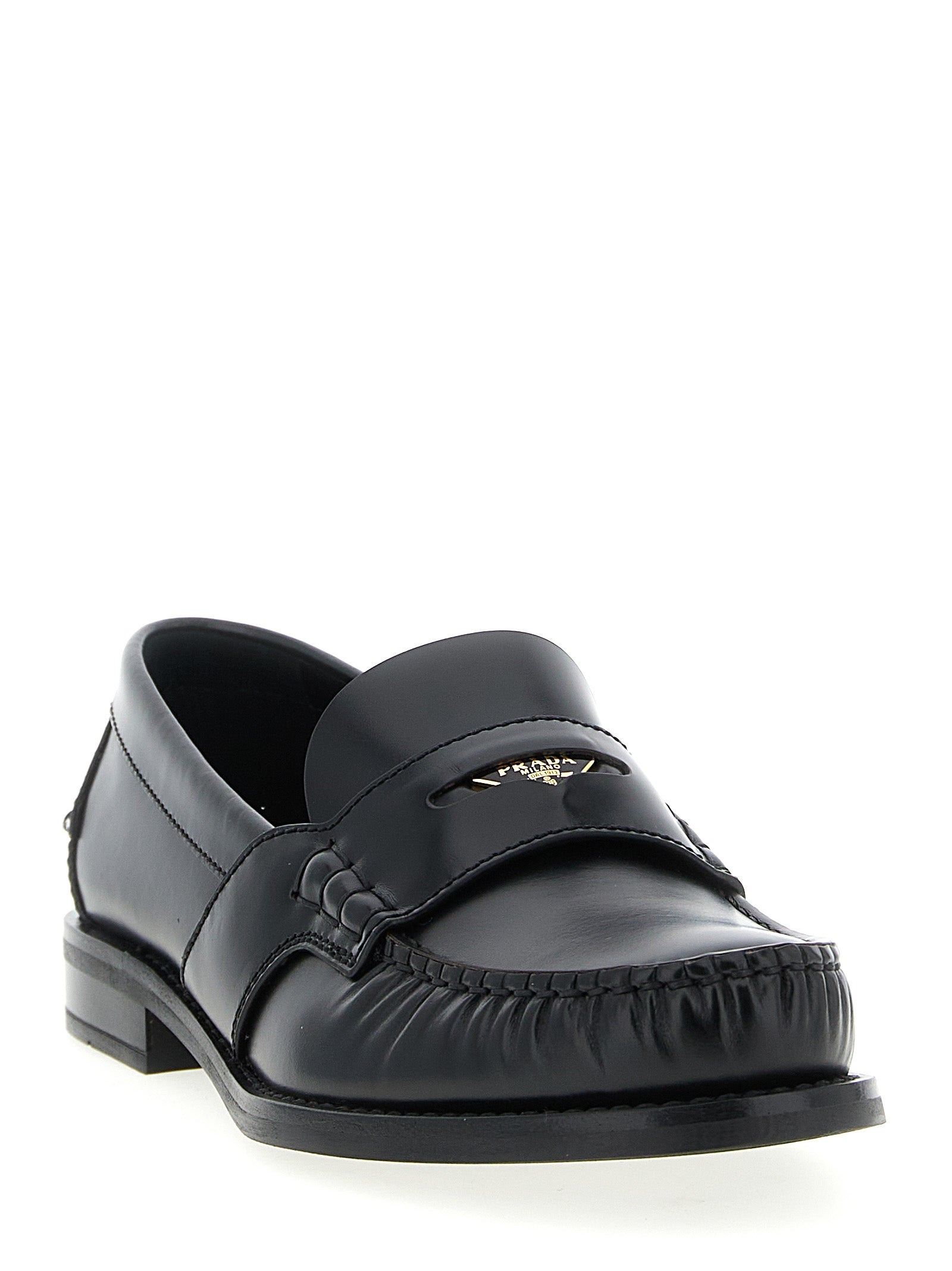 Prada Black Calfskin Slip-On Loafers