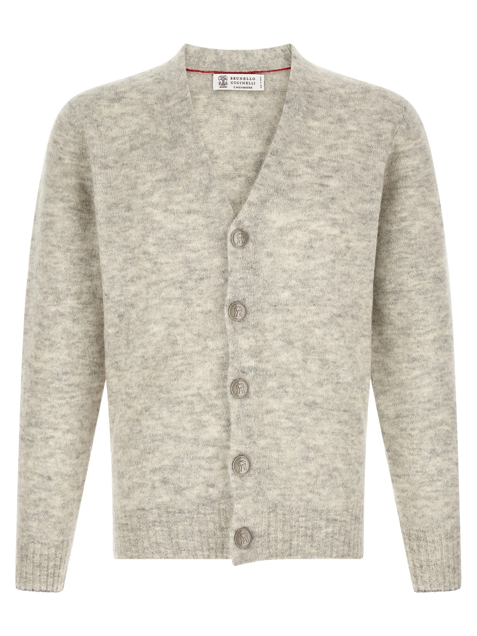 Brunello Cucinelli Gray Alpaca Leather Cardigan