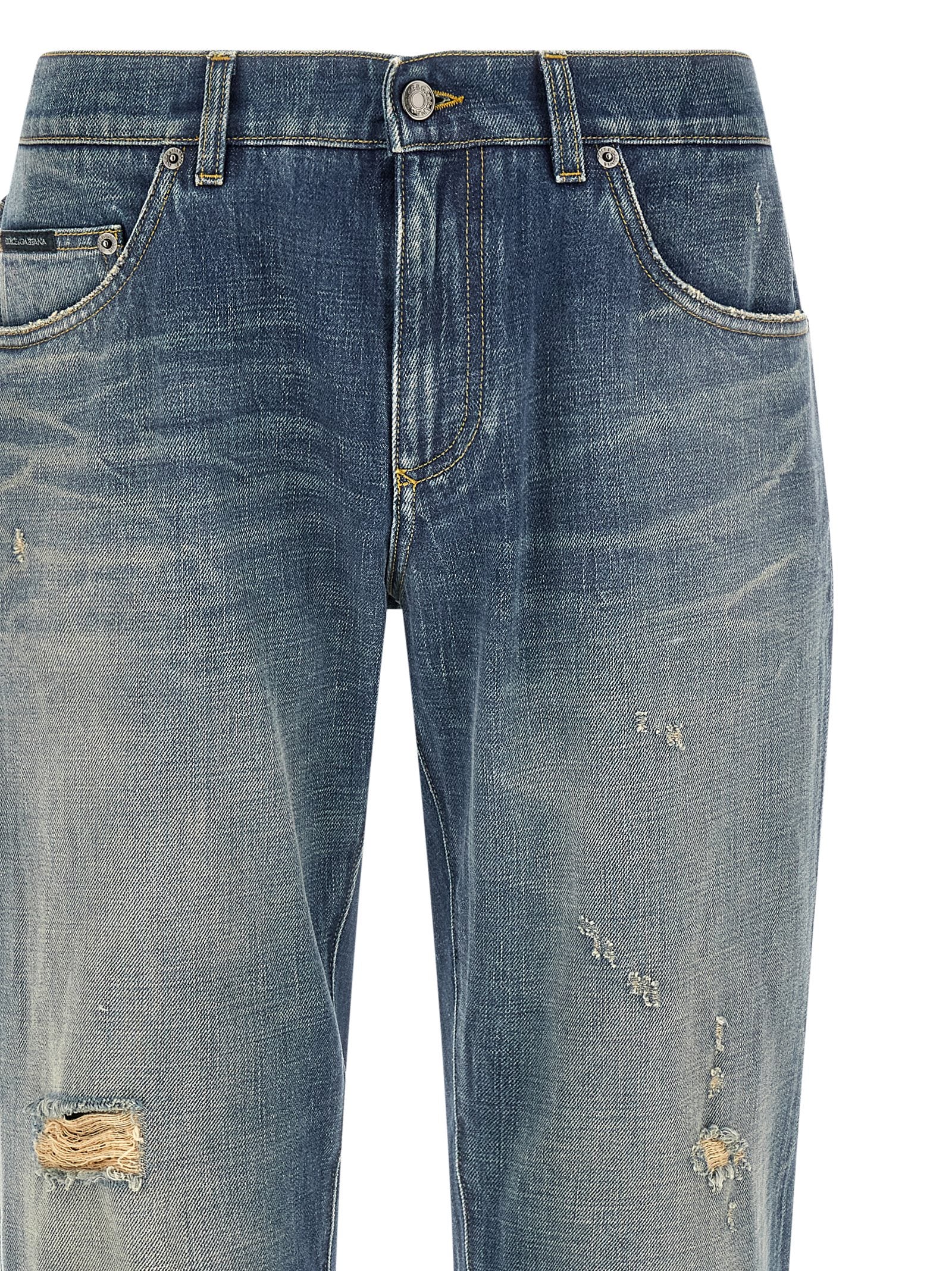 Dolce & Gabbana Blue Cotton Relaxed Fit Jeans