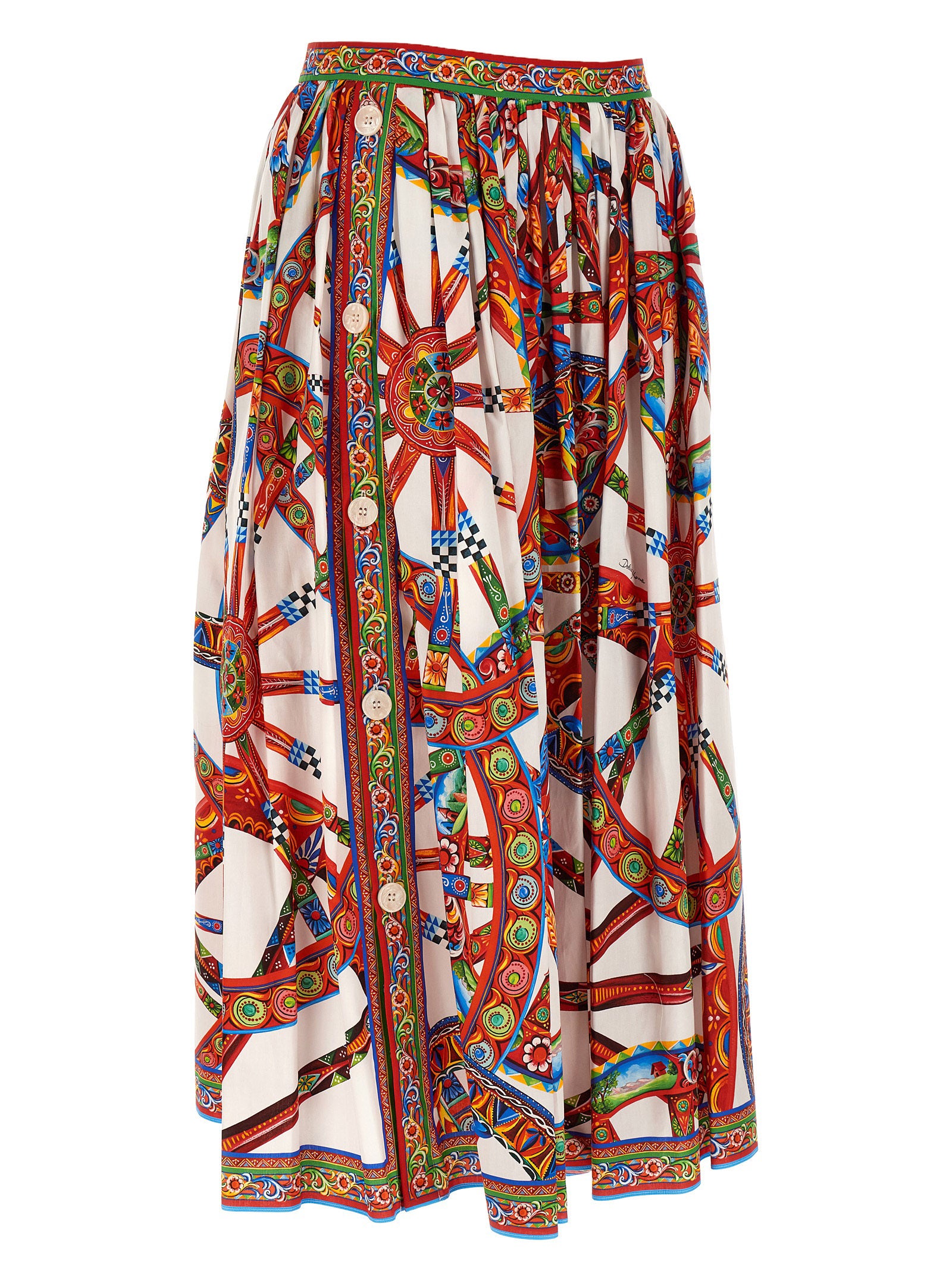 Dolce & Gabbana Multicolor Cotton Midi Skirt