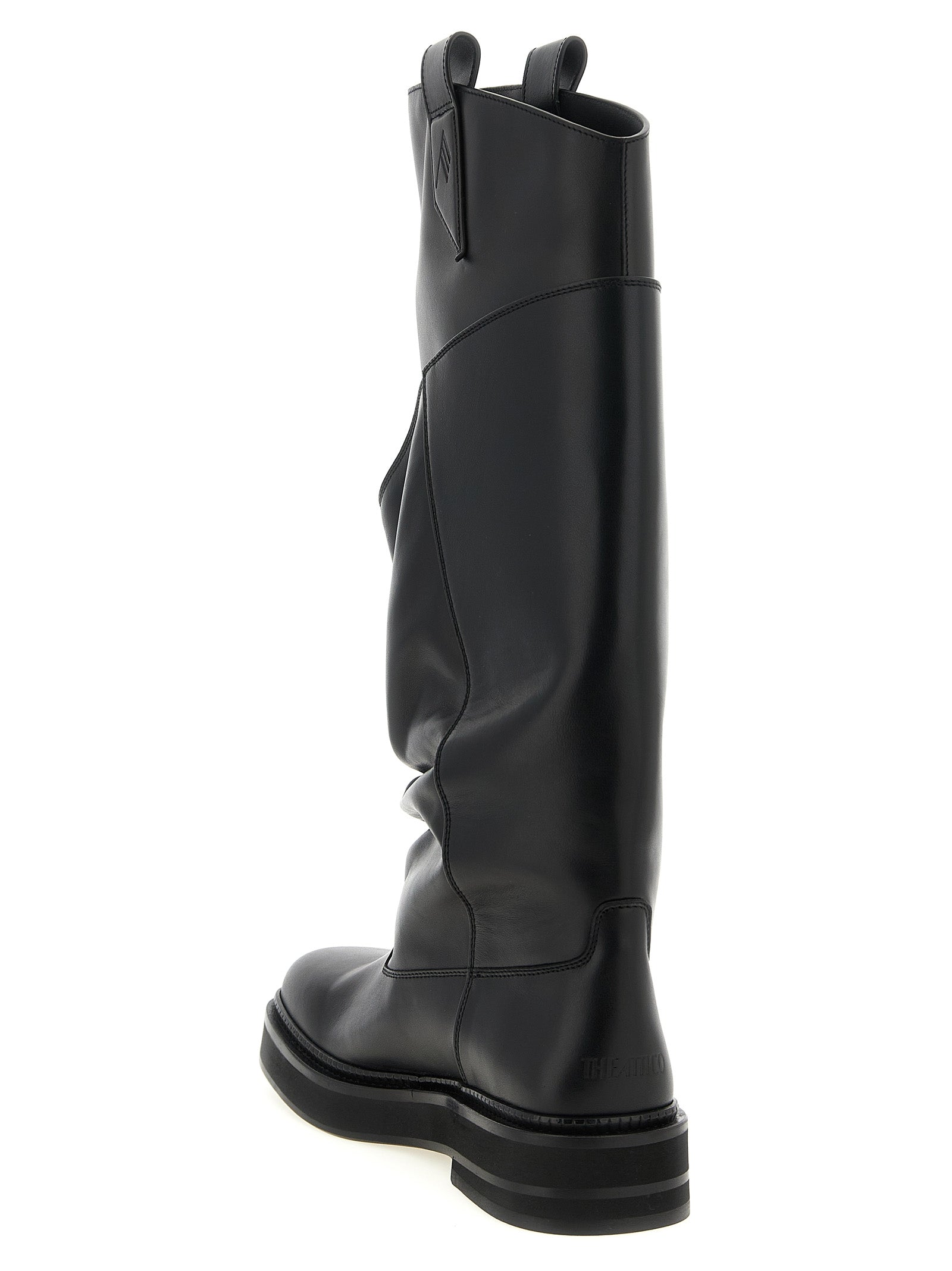 The Attico Black Calfskin Over The Knee