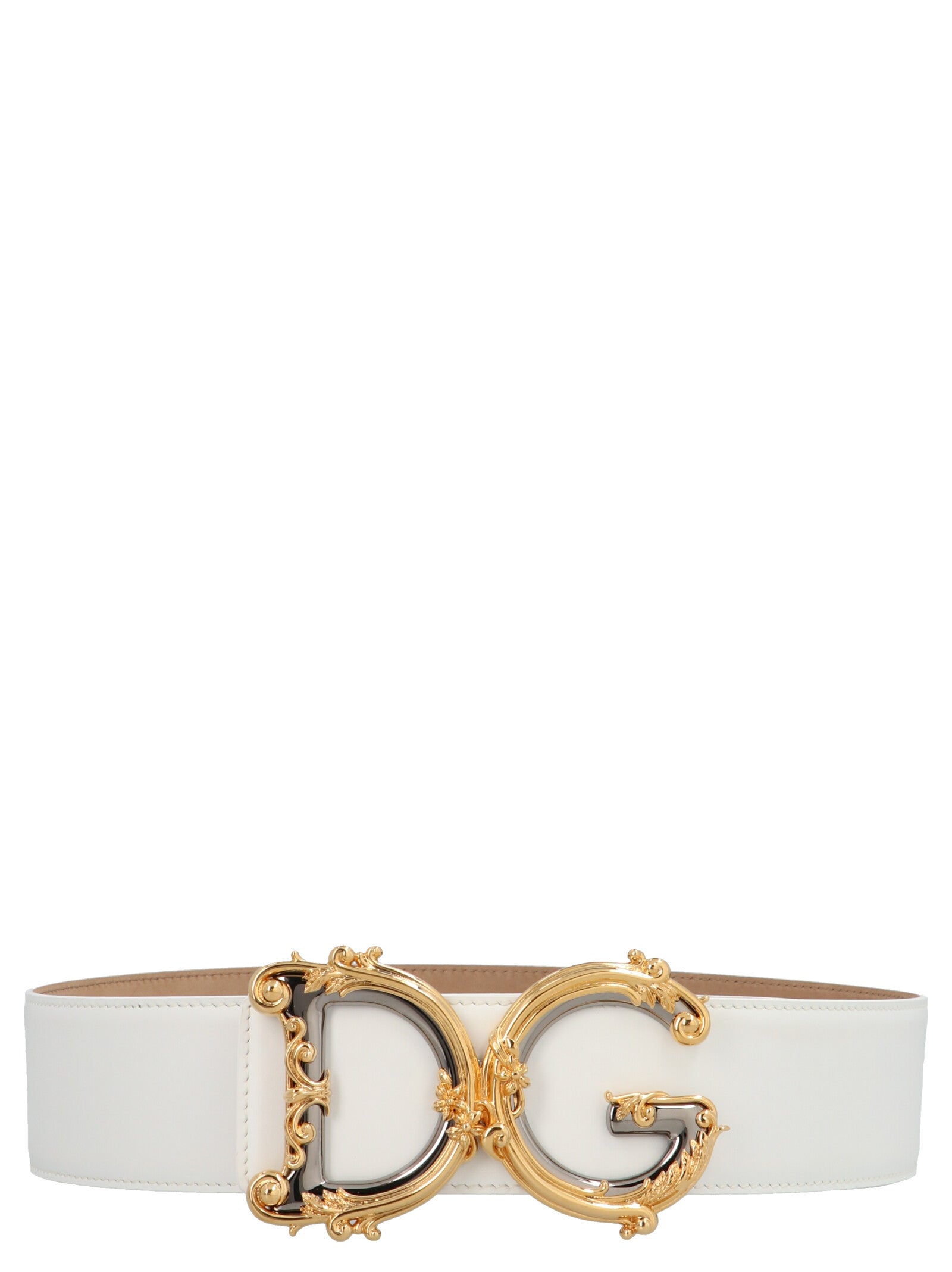 Dolce & Gabbana White Calfskin High-Waist Belt
