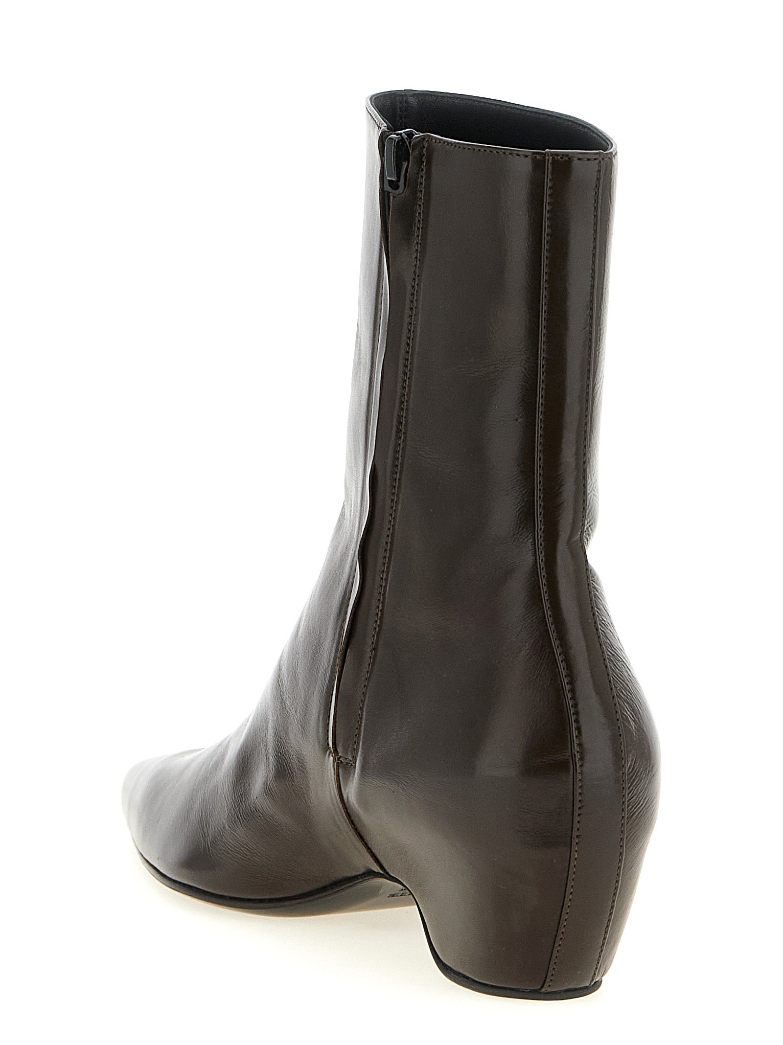 Khaite Brown Calfskin Ankle Boots