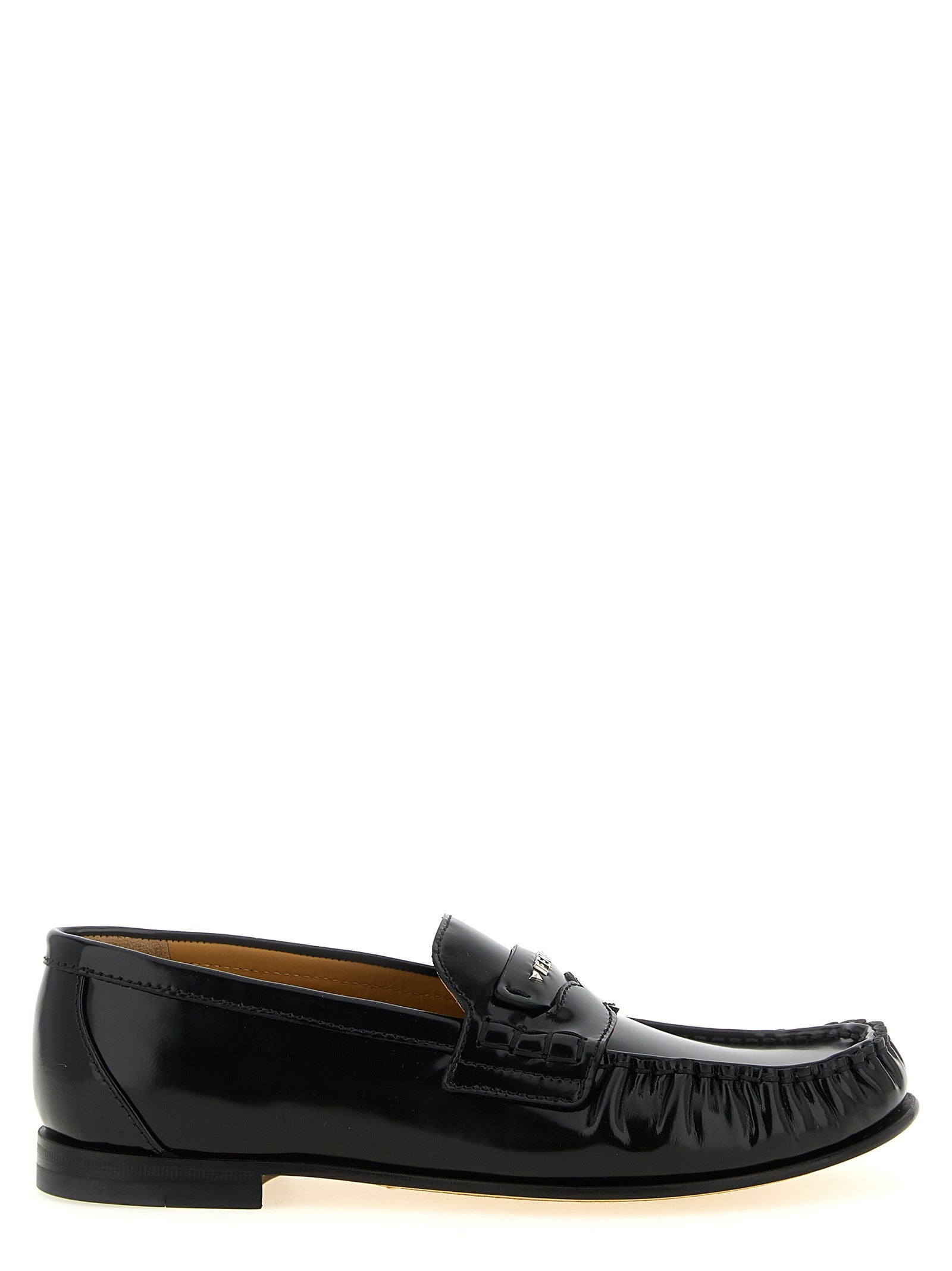 Fendi Black Calfskin Slip-On Loafers