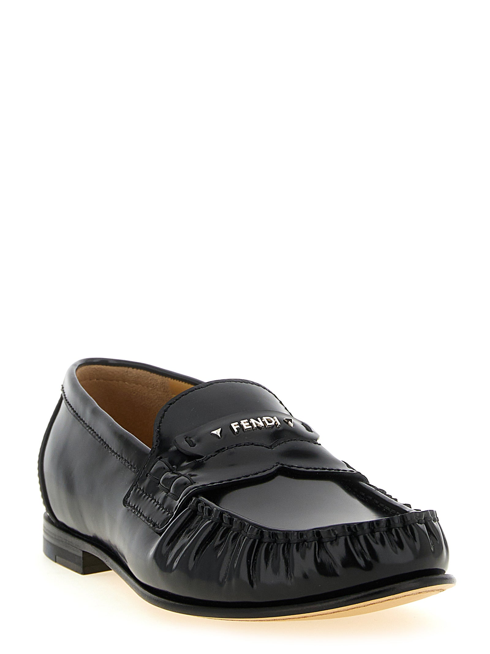 Fendi Black Calfskin Slip-On Loafers