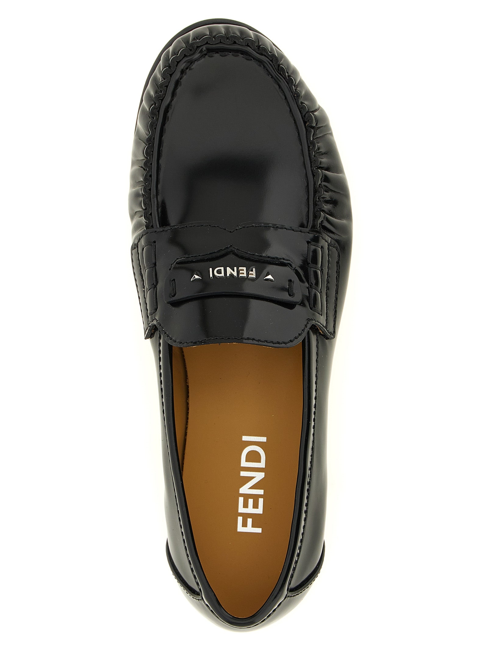 Fendi Black Calfskin Slip-On Loafers