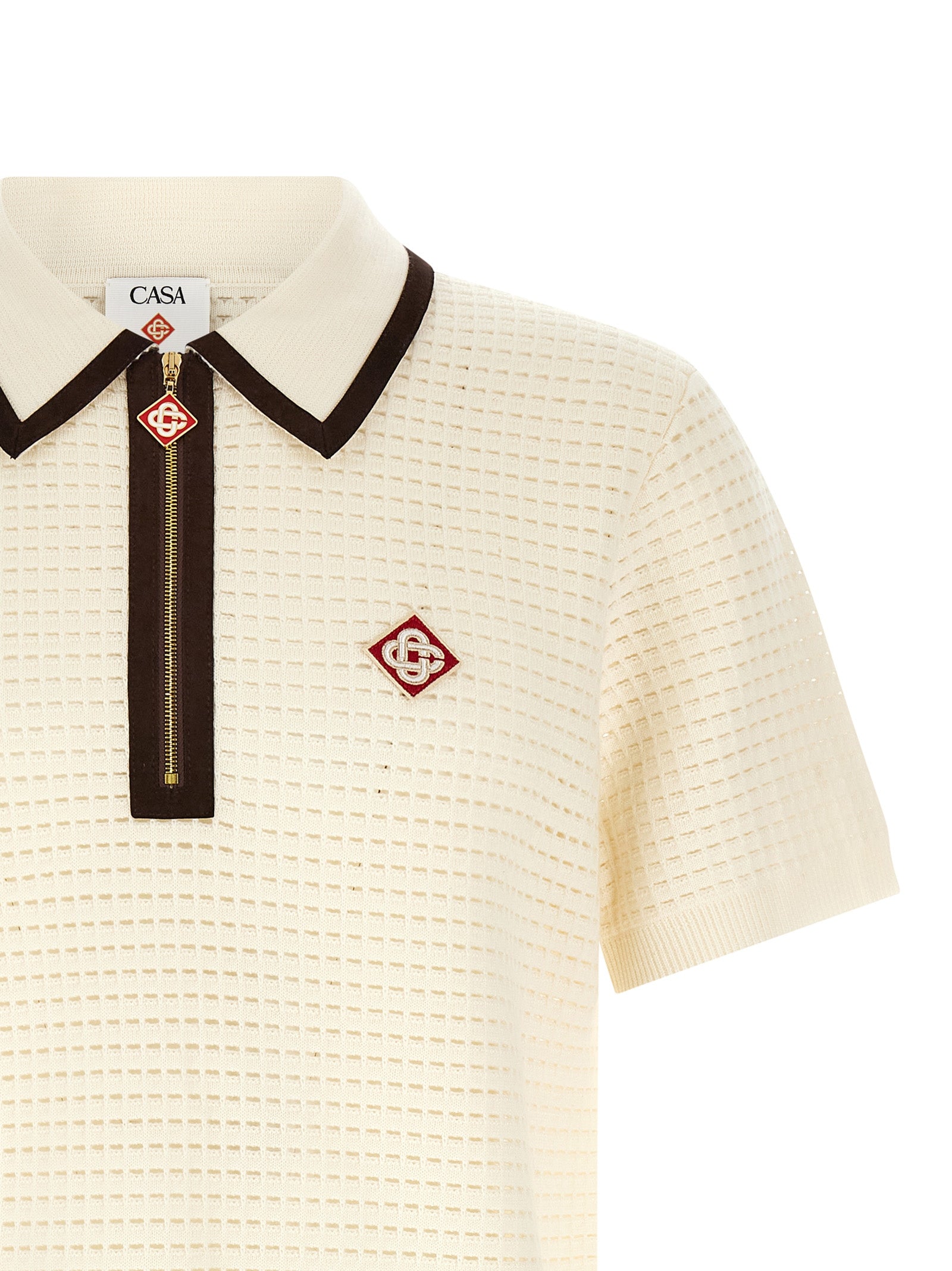 Casablanca White Wool Polo Shirt