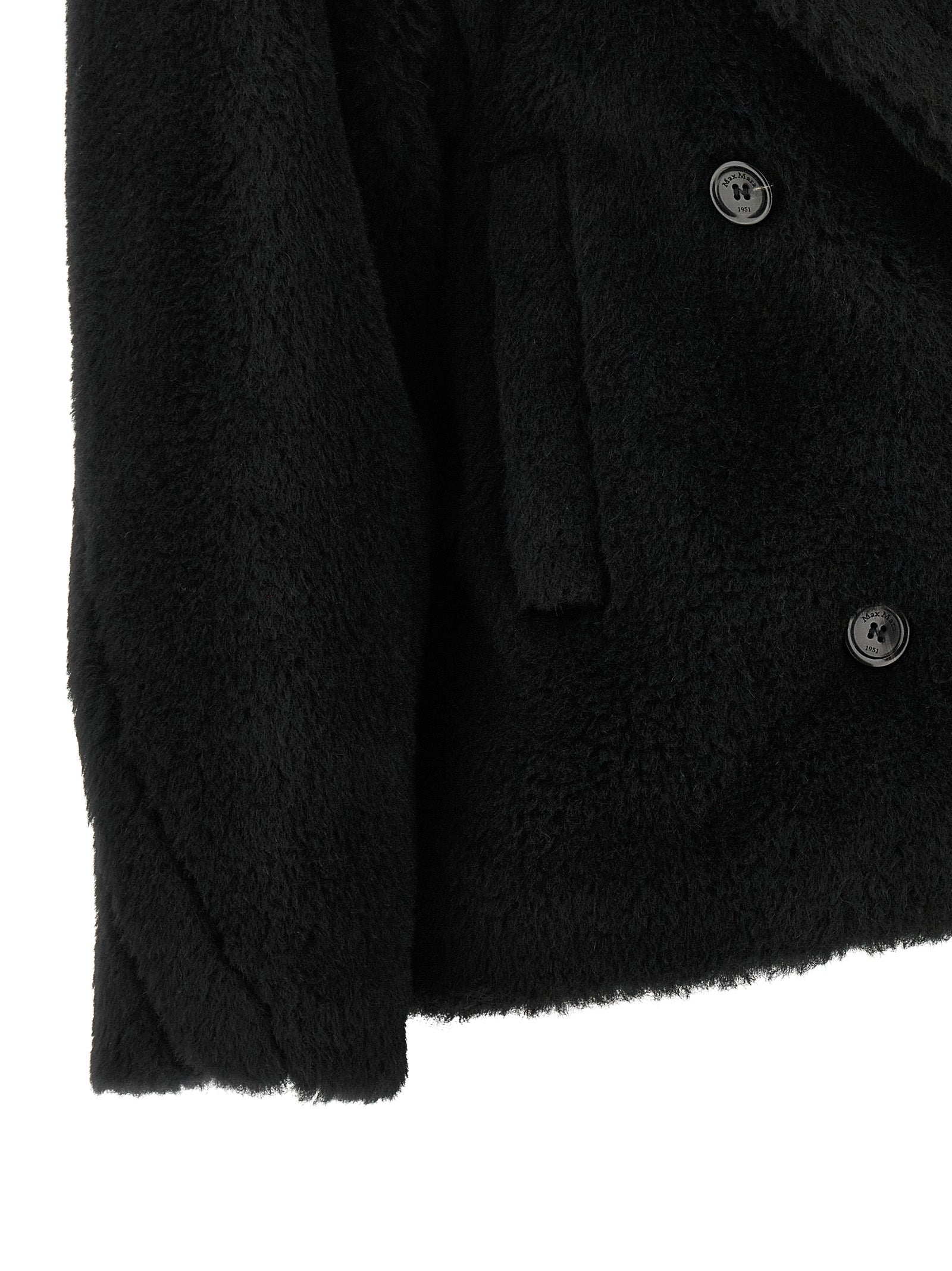 Max Mara Black Alpaca Leather Coat