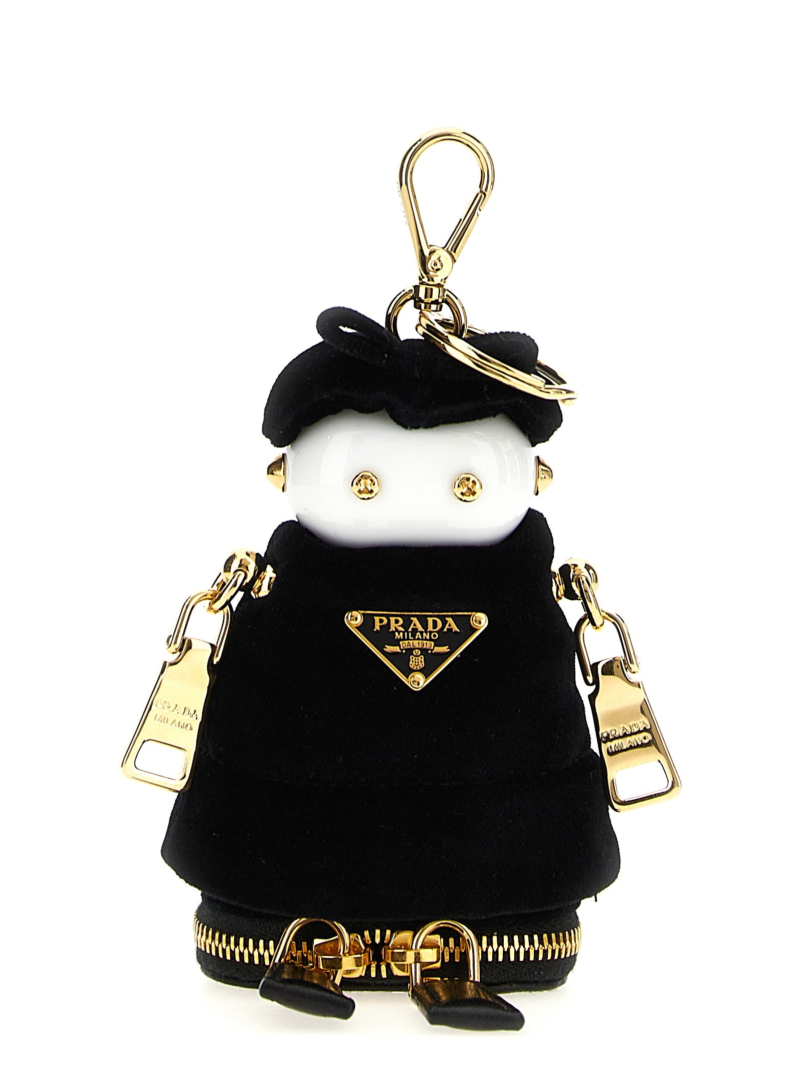 Prada Black Stainless Steel Keychain