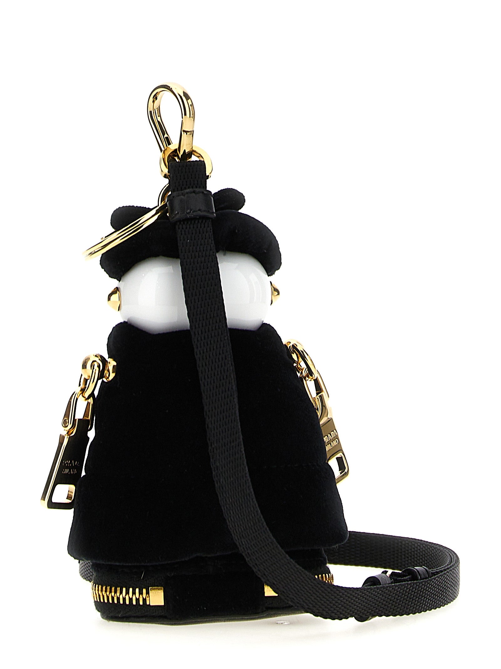 Prada Black Stainless Steel Keychain