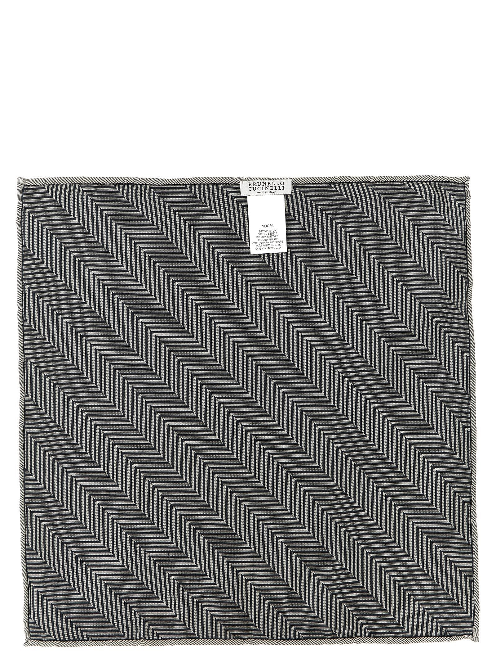 Brunello Cucinelli Gray Silk Pocket Square