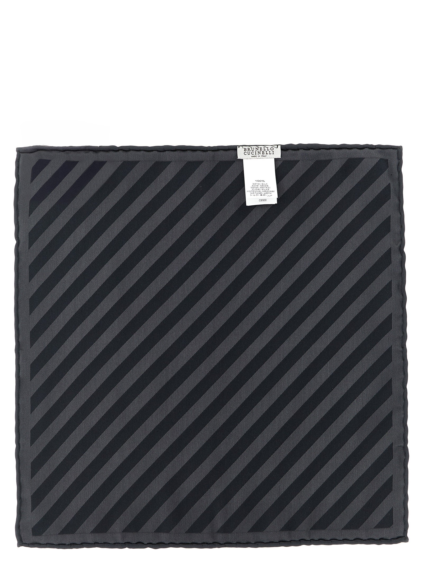 Brunello Cucinelli Gray Silk Pocket Square