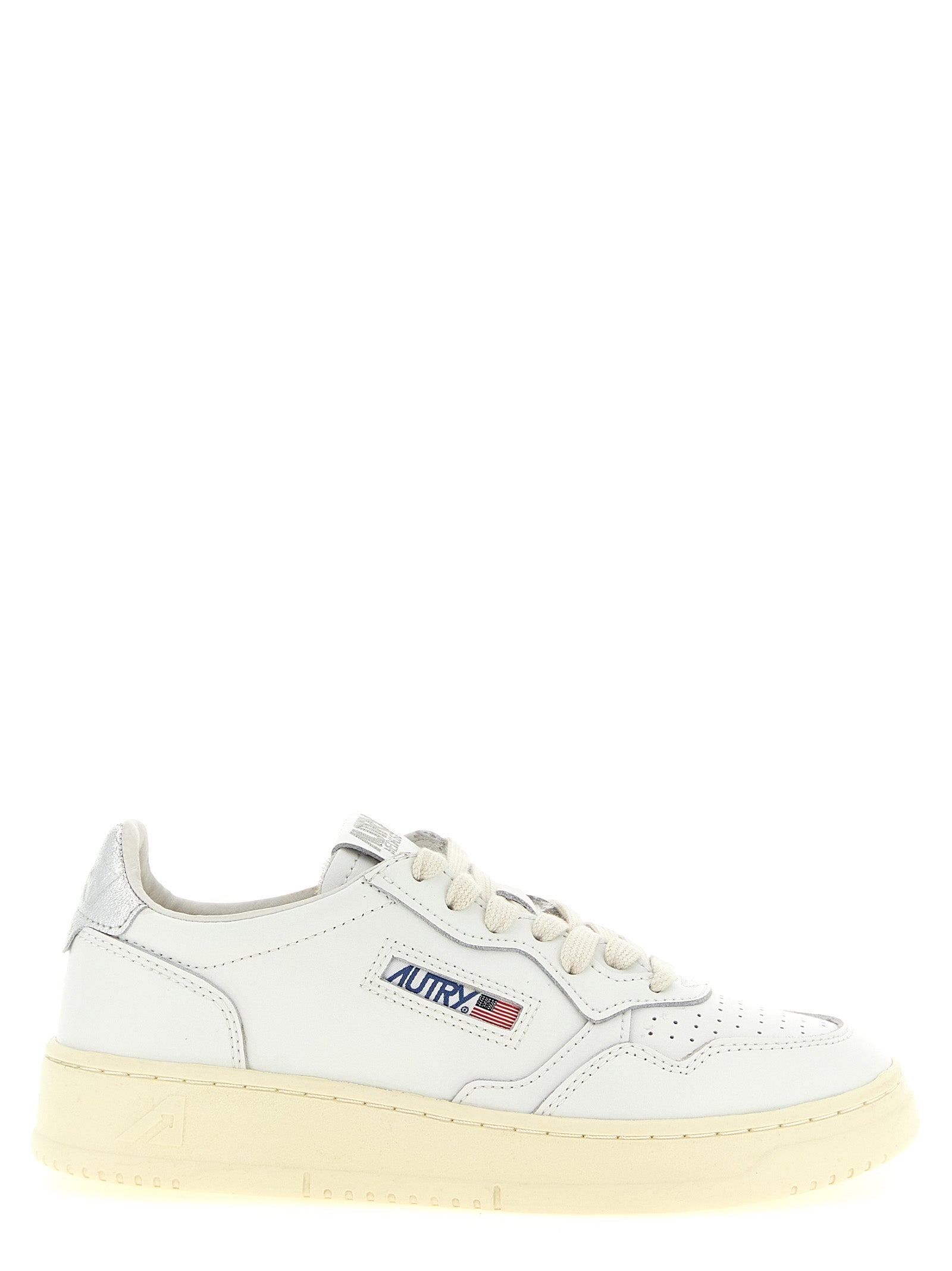 Autry Silver Cowhide Low Top Sneakers