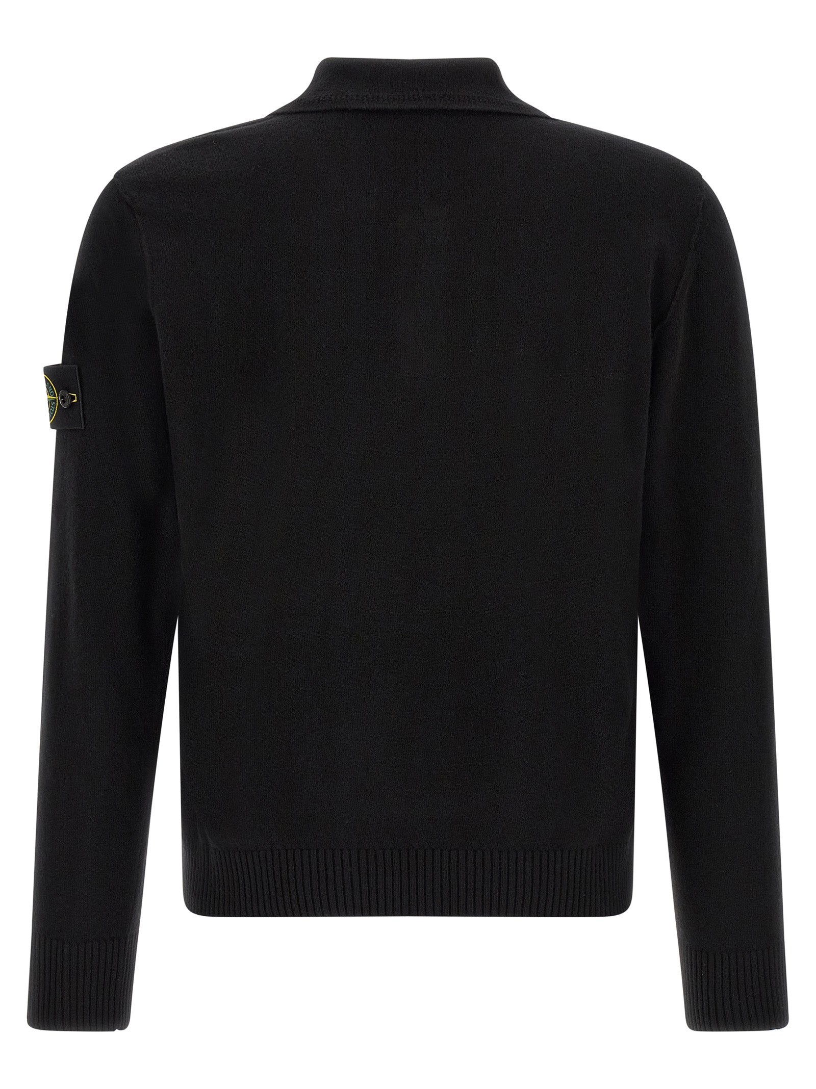 Stone Island Black Virgin Wool Polo Shirt