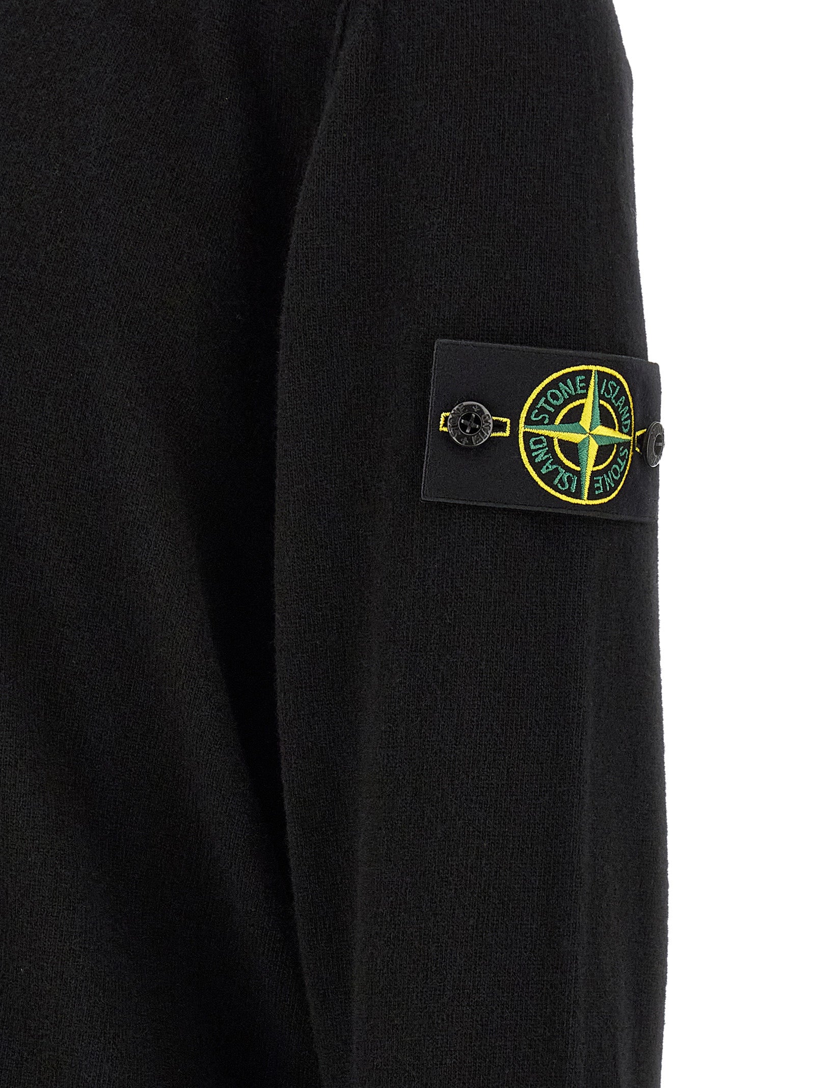 Stone Island Black Virgin Wool Polo Shirt