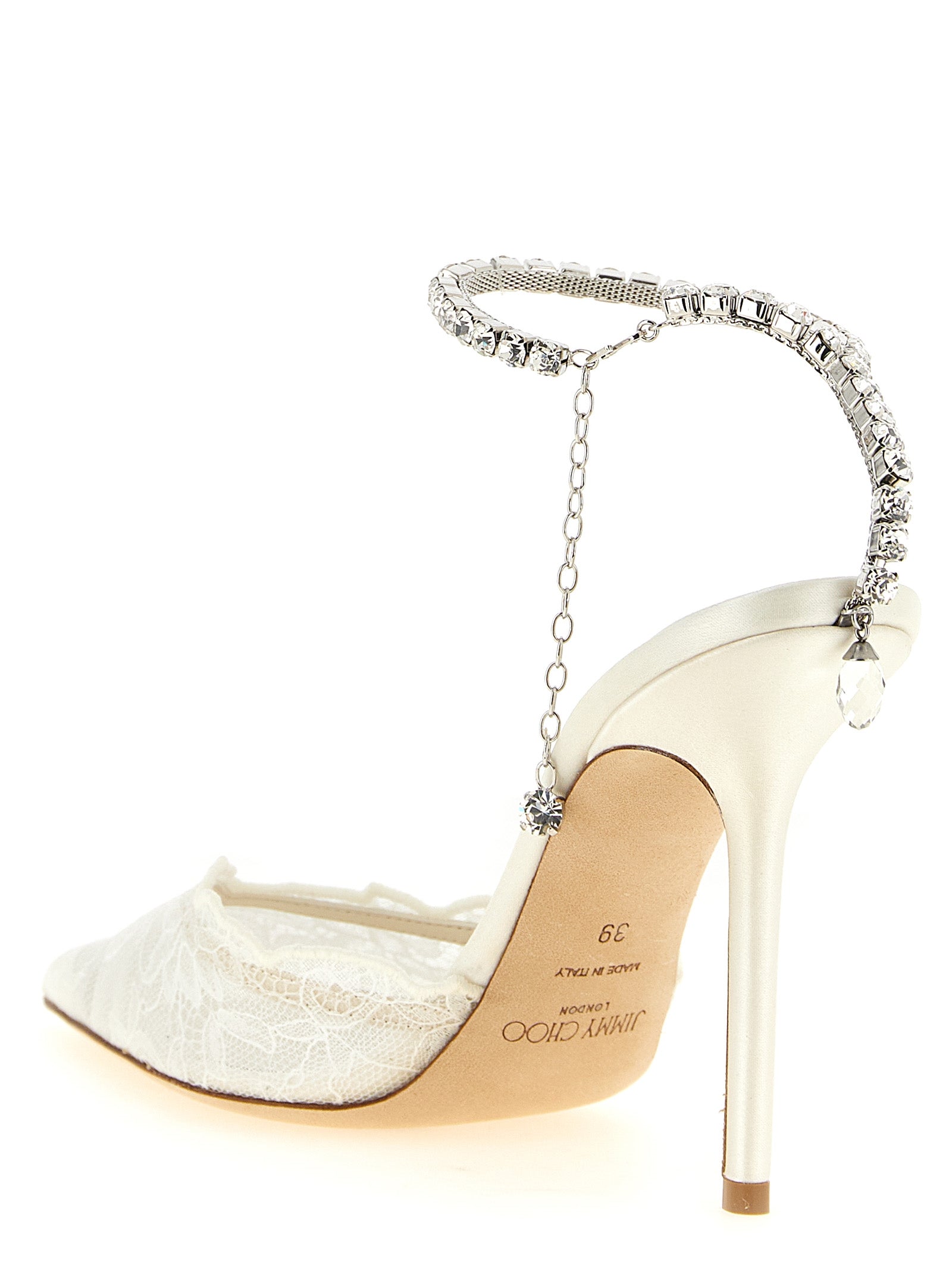 Jimmy Choo White Tencel High Heel Pumps