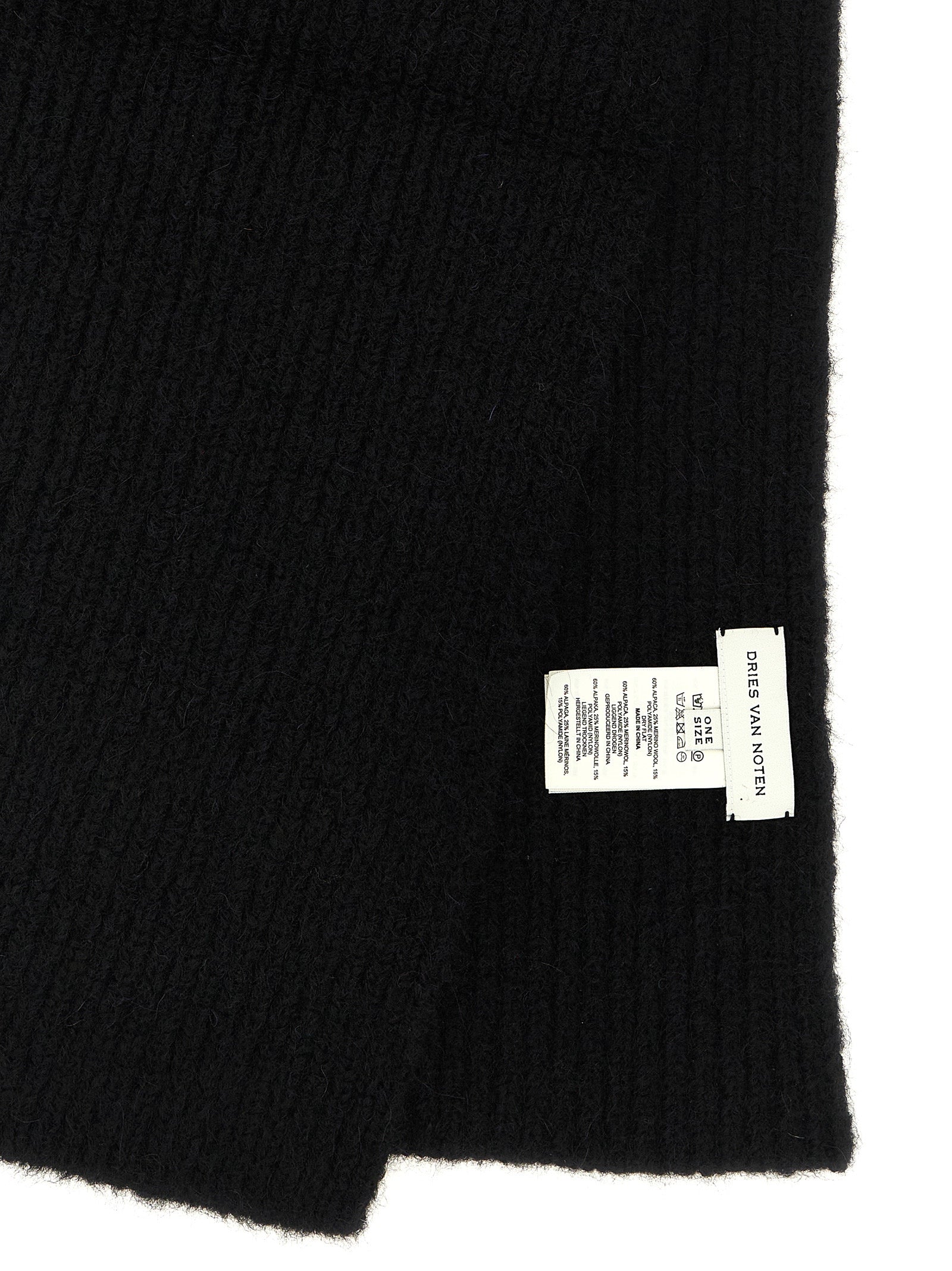 Dries Van Noten Black Wool Foulard