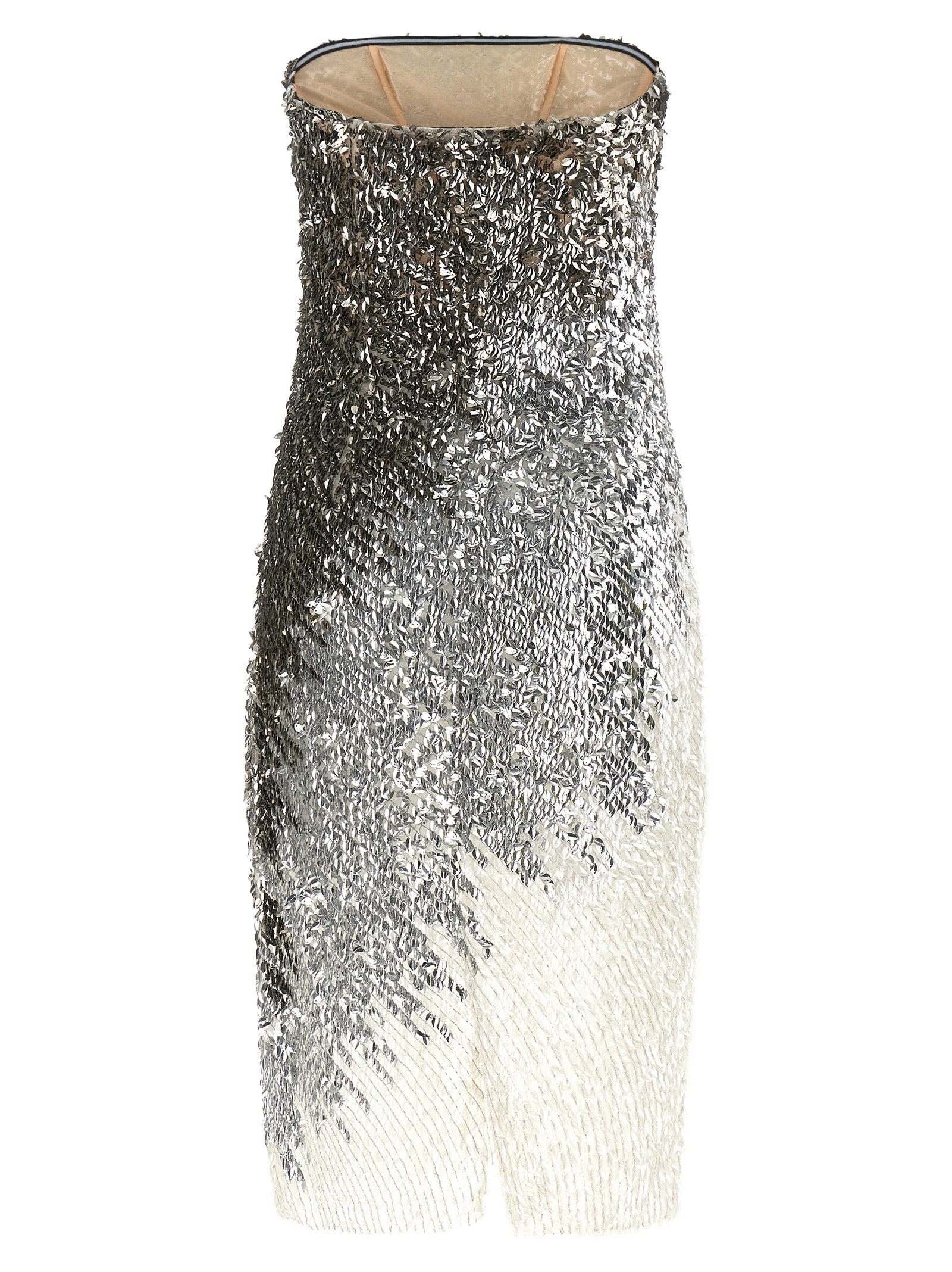 Elisabetta Franchi Silver Polyamide Midi Dress